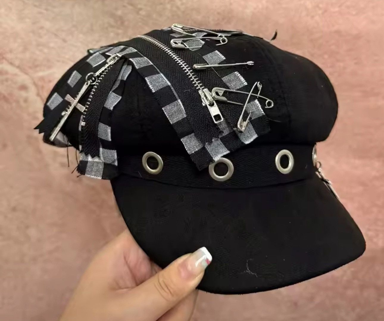 Japanese Brand Punk Plaid Zipper Cap Size ONE SIZE - 3 Thumbnail