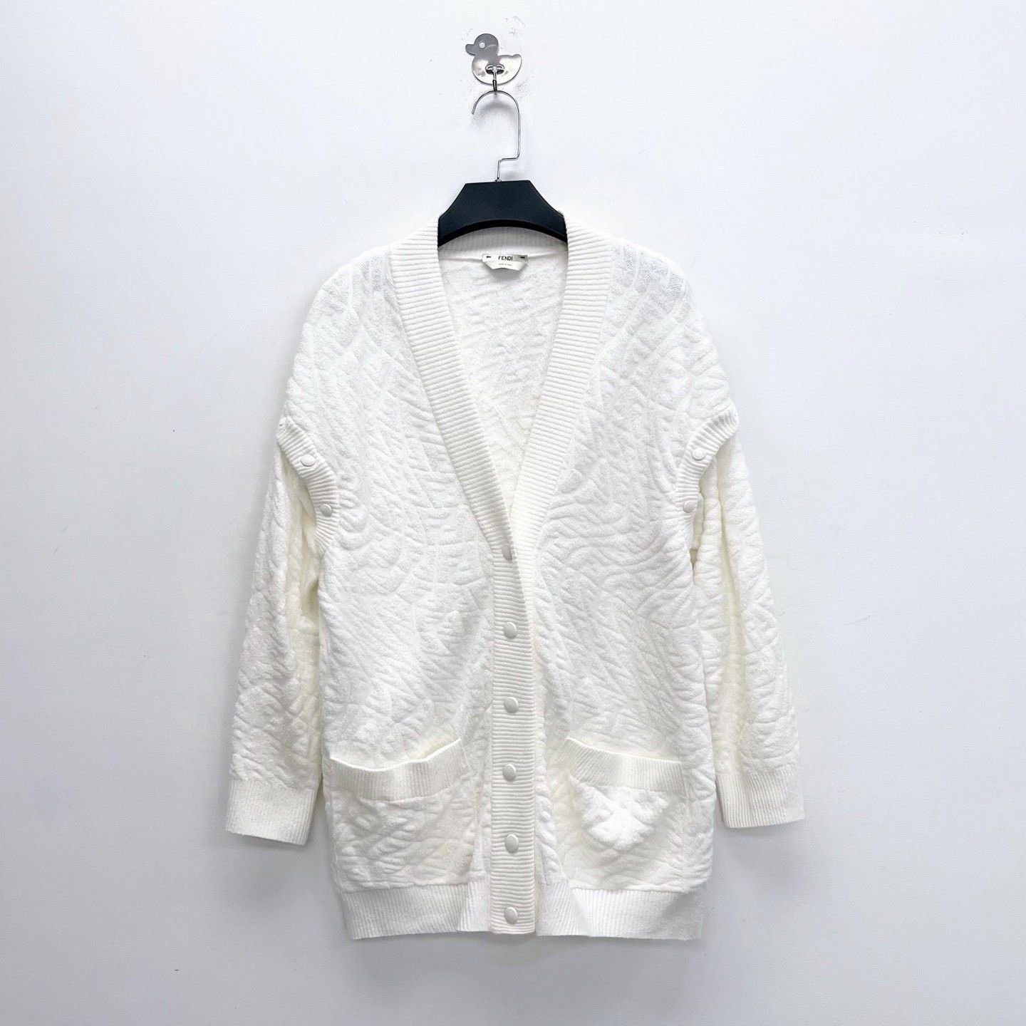 Fendi Fendi White Double F Embossed All-over Print Cardigan Size US S / EU 44-46 / 1 - 1 Thumbnail