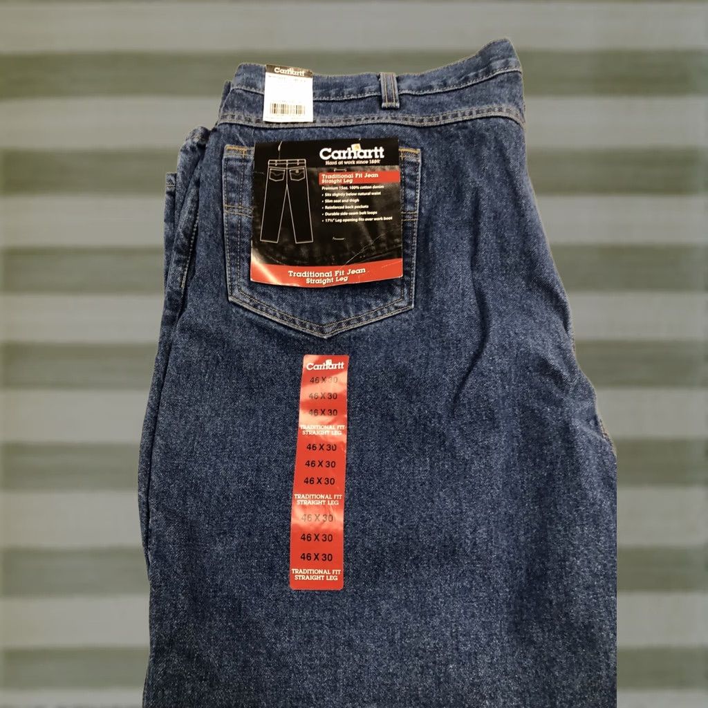 Carhartt Carhartt Jeans 46x30 Denim Straight Leg 5-Pocket Zipper Fly NWT DST B180 DST Big & Tall Mens Blue Denim Jeans Size US 30 / EU 46 - 1 Thumbnail
