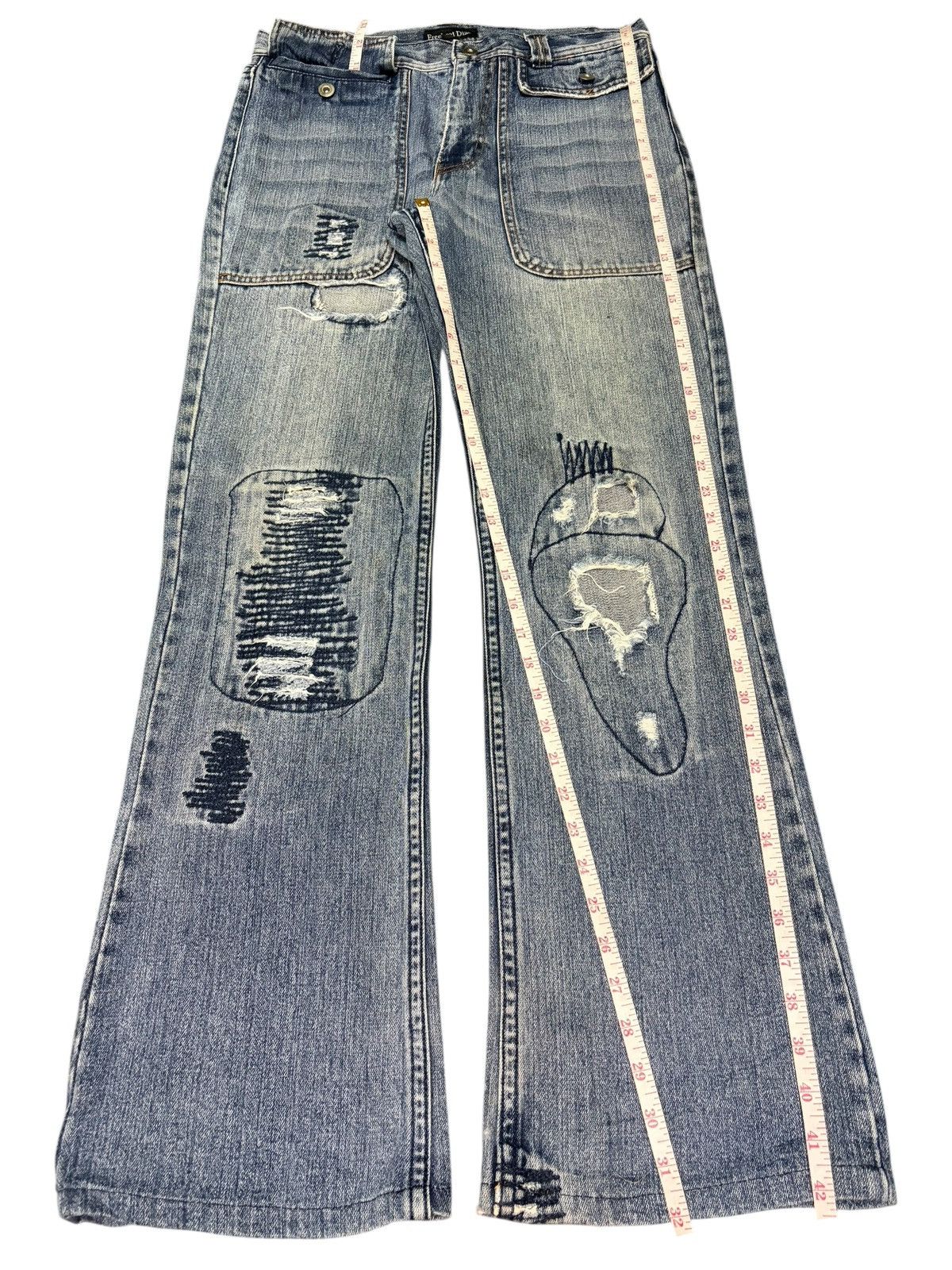If Six Was Nine Vintage Japanese Brand Patch Distress Flare Jeans Size US 32 / EU 48 - 7 Thumbnail