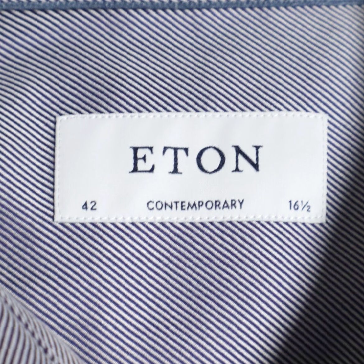 Eton Eton Contemporary Harrogate Dress Navy Striped Long Sleeve Button Up Shirt Men 42 Size 42R - 5 Thumbnail