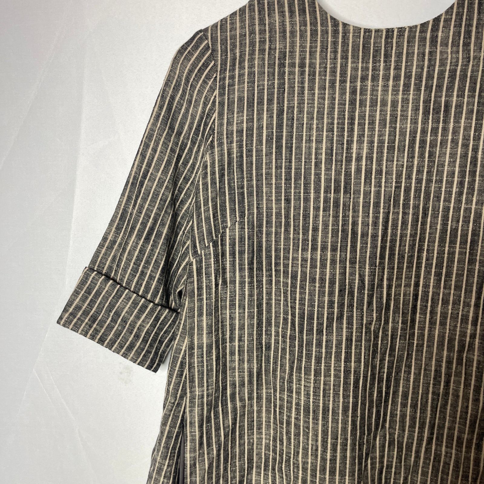 7115 by Szeki 7115 by Szeki Striped Square Hem Linen Blend midi Dress XS Size XS / US 0-2 / IT 36-38 - 6 Thumbnail