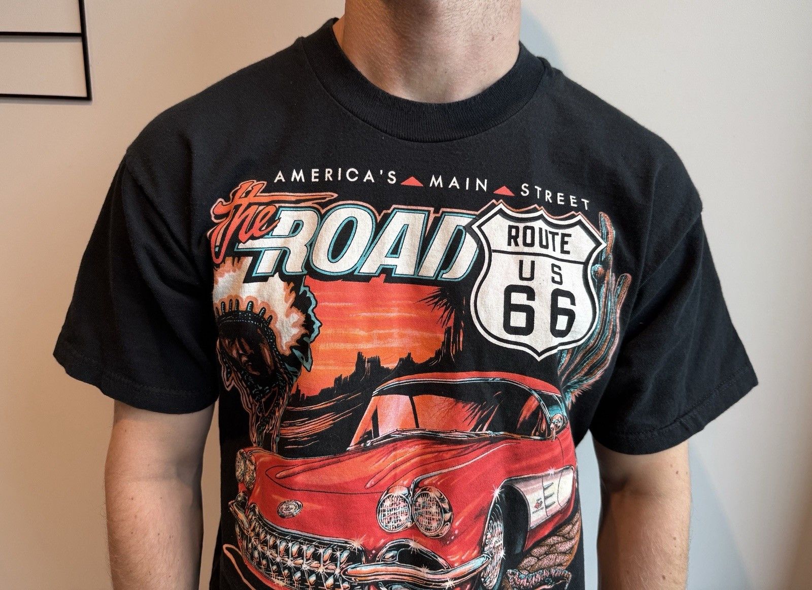 Fruit Of The Loom Vintage American Street US 66 Ralph White Chevrolet Shirt Size US L / EU 52-54 / 3 - 2 Thumbnail