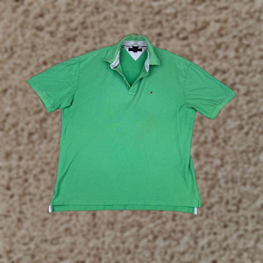 Tommy Hilfiger Tommy Hilfiger Polo Shirt Men Extra Large Green 100% Cotton Short Sleeve Slim Fit XL Green Polo Shirt Mens (Tommy Hilfiger) Size US XL / EU 56 / 4 - 1 Thumbnail