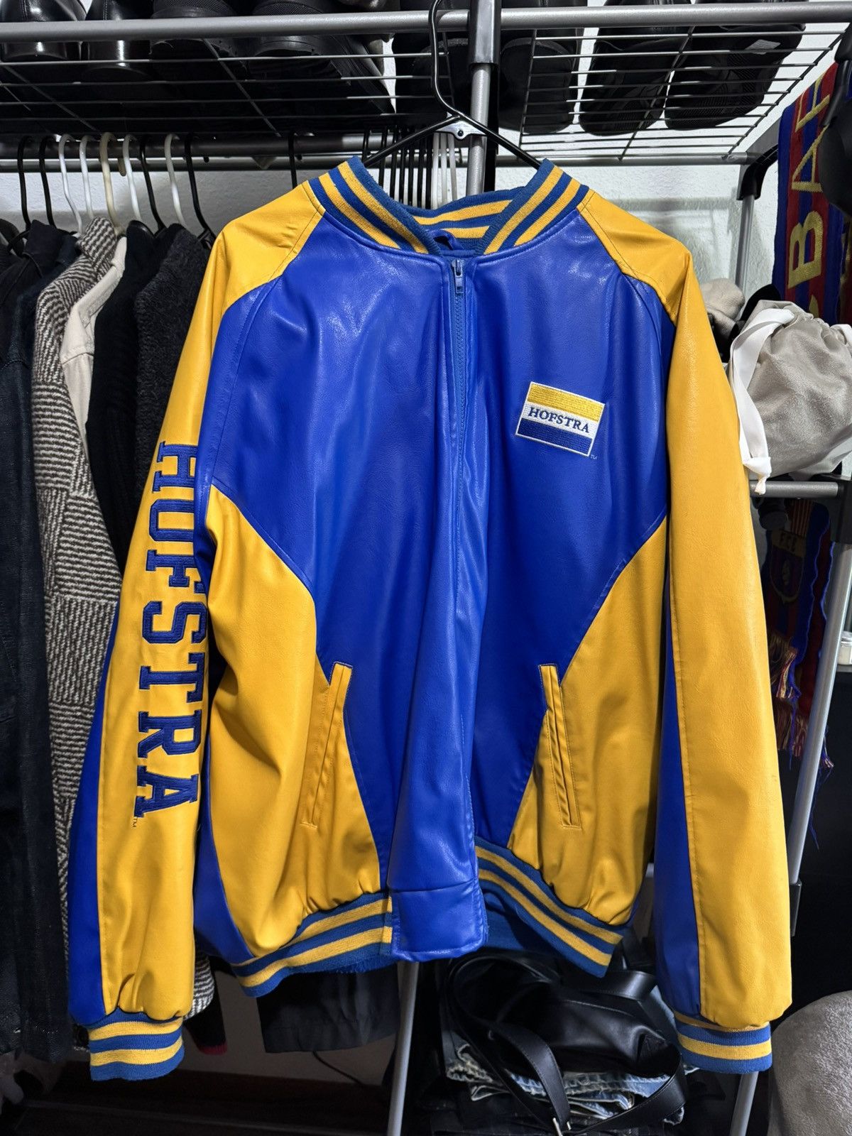 Vintage Vintage Hofstra Leather Varsity Jacket Size US XL / EU 56 / 4 - 1 Thumbnail