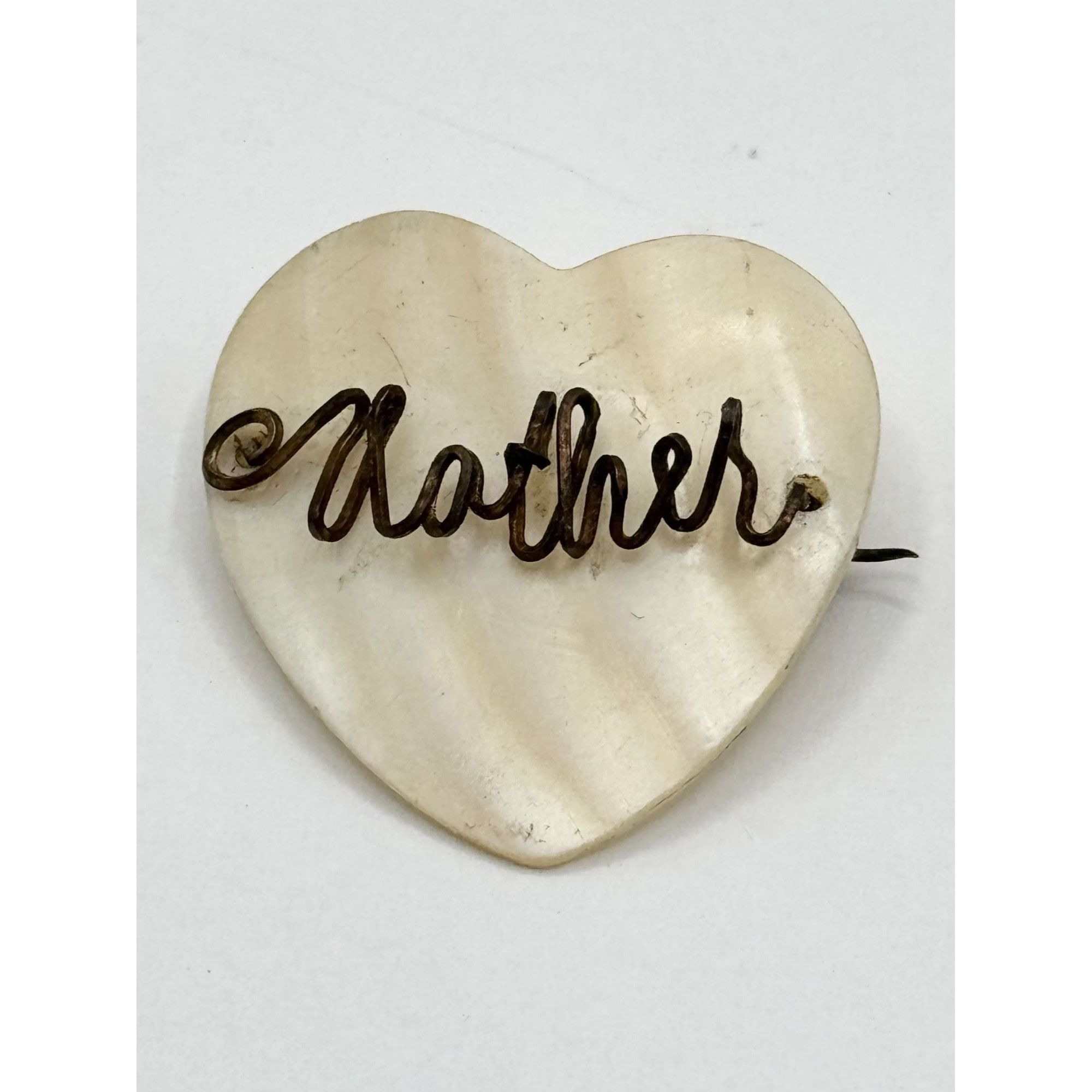 Vintage Estate Mother of Pearl Wire Work Heart Vintage Pin Brooch Size ONE SIZE - 3 Thumbnail