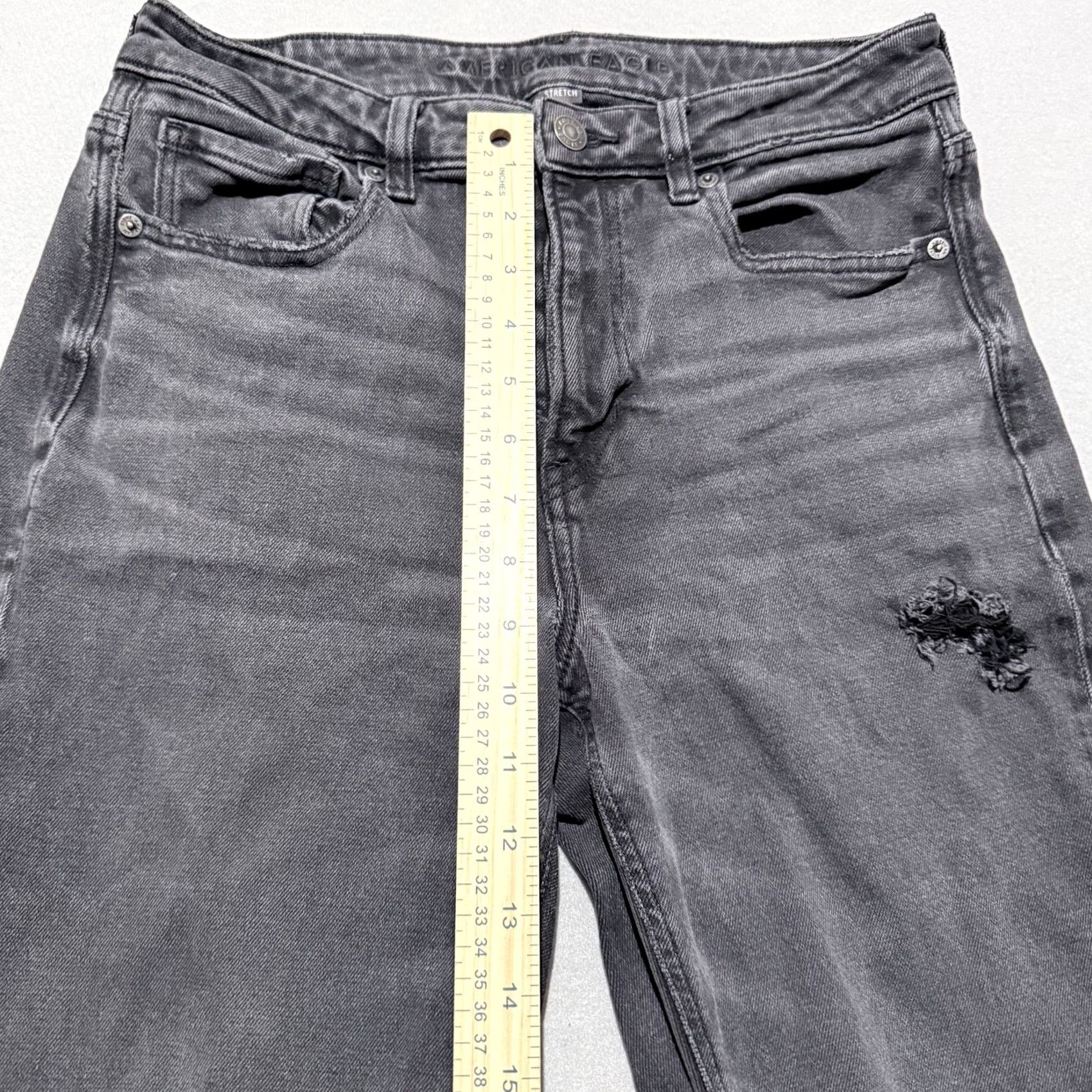 American Eagle Outfitters American Eagle Skinny Jeans Women Gray Denim Distress Stretch - 8 Long Size 30" / US 8 / IT 44 - 4 Thumbnail