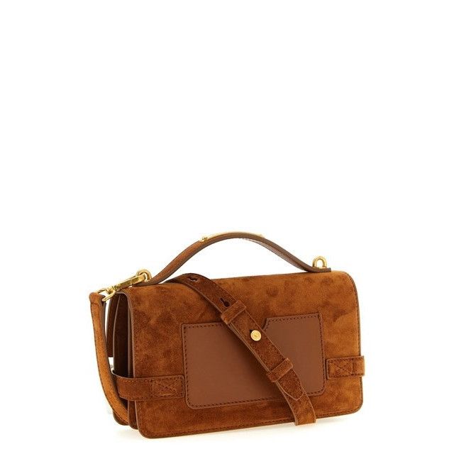 Balmain BALMAIN B-Buzz 24 Brown Suede Shoulder Bag New Size ONE SIZE - 2 Thumbnail