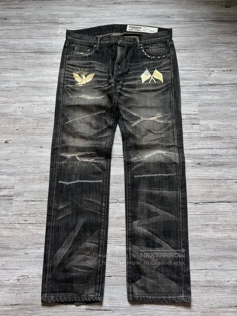 Neighborhood Neighborhood Hong Kong Limited Gold Bird Embroidery Jeans. Size US 33 - 1 Thumbnail