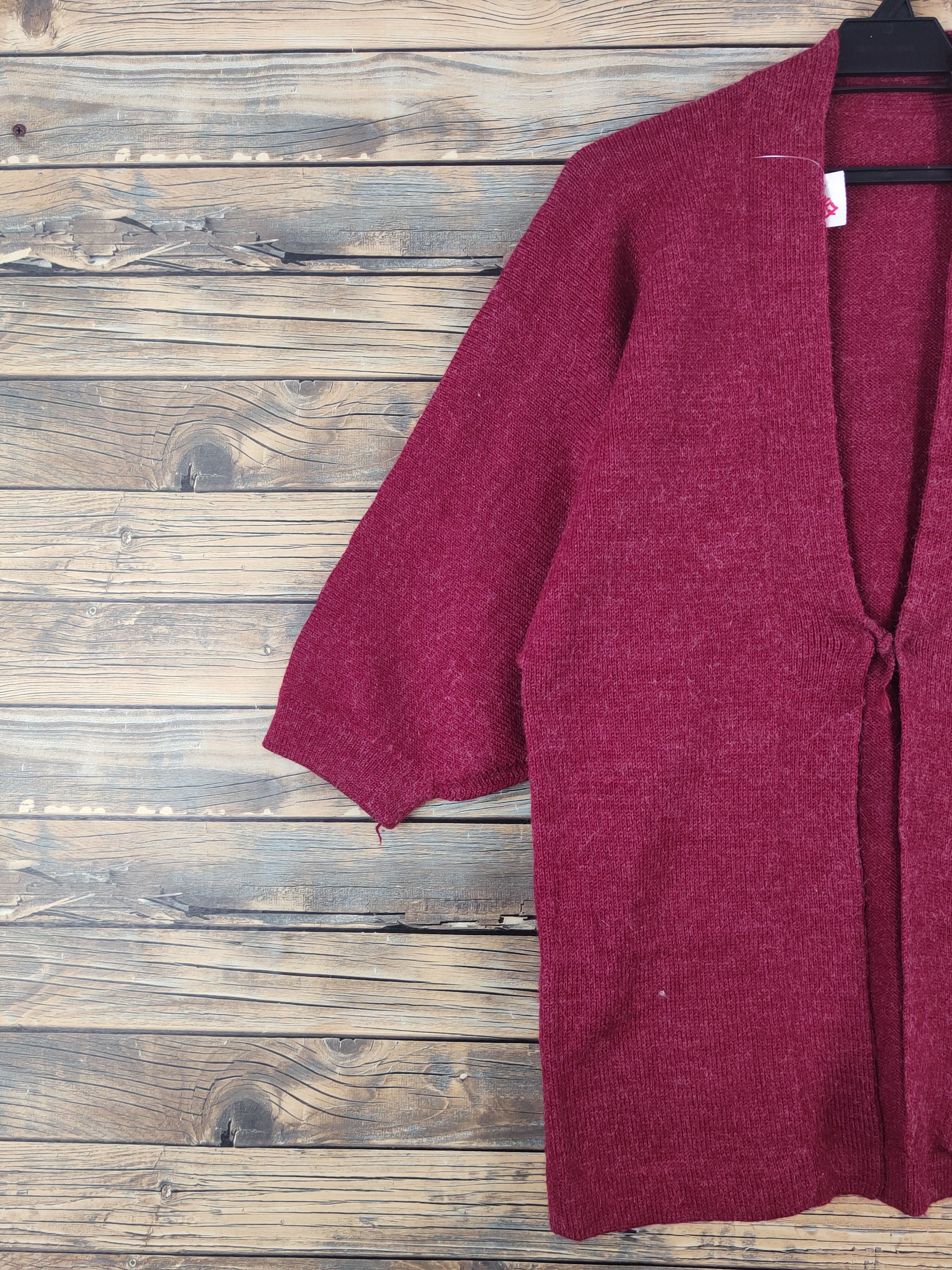 Homespun Knitwear × Japanese Brand × Vintage Japanese Brand Red Knitwear Kimono cardigan #W1087 Size M / US 6-8 / IT 42-44 - 3 Thumbnail