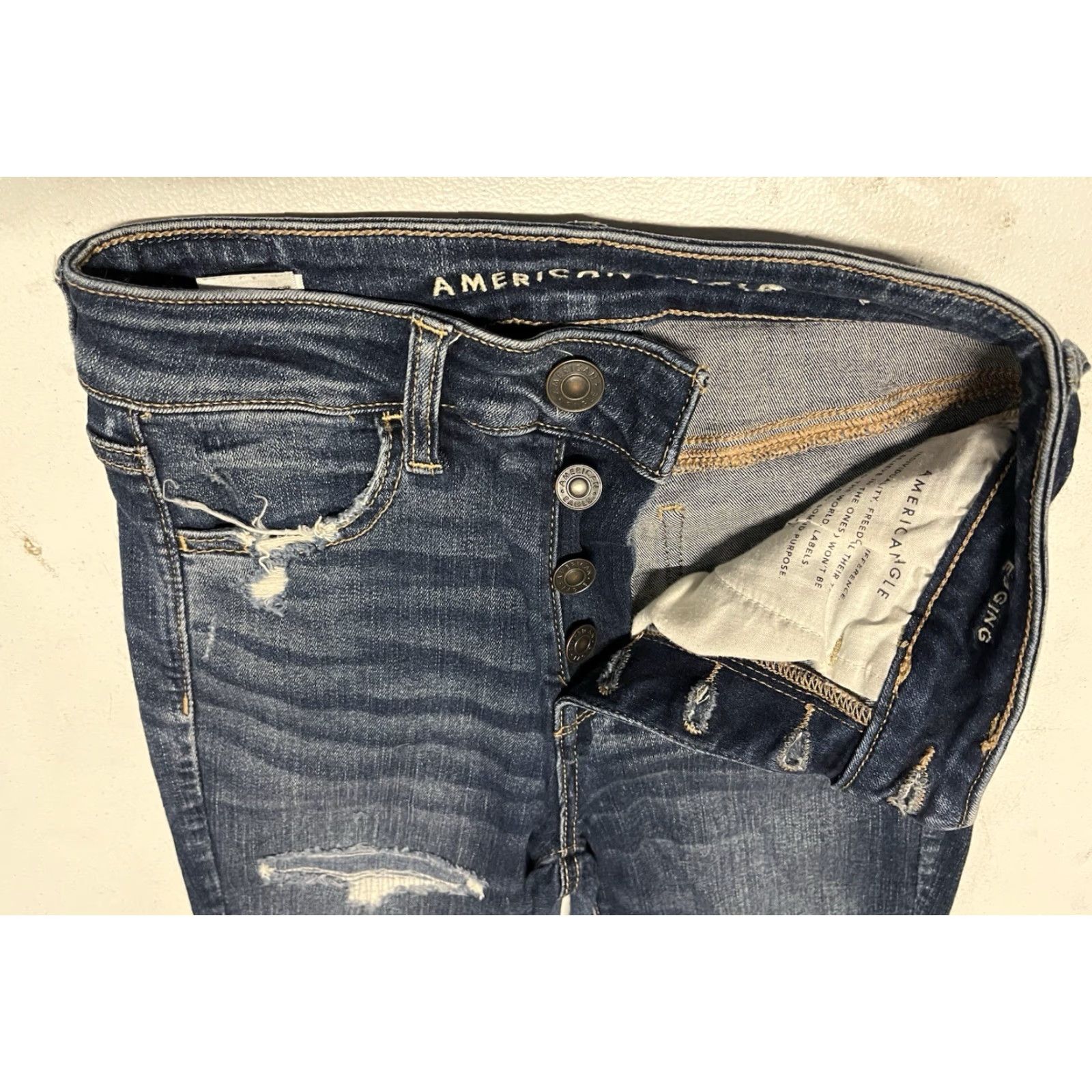 American Eagle Outfitters American Eagle Outfitters Jegging Jeans - Hi-Rise, Regular, Size 4, Stretch, Blue, Denim, Women Size 27" / US 4 / IT 40 - 6 Thumbnail
