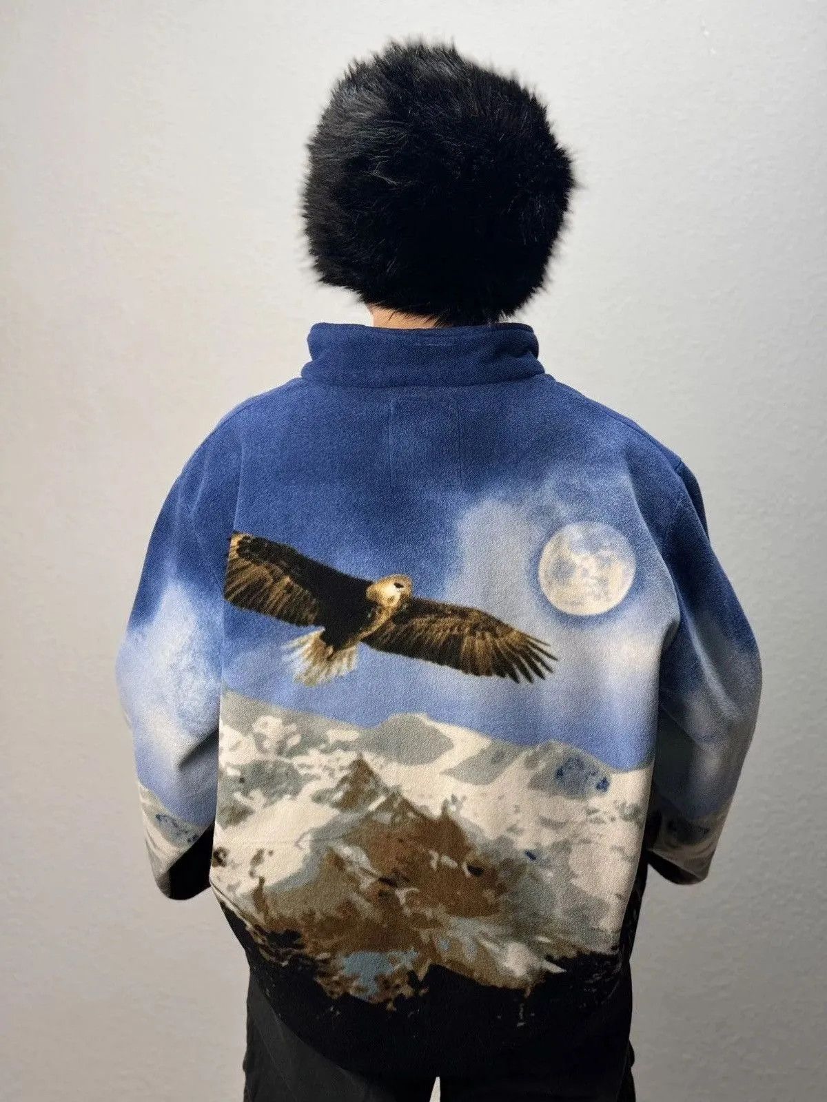 If Six Was Nine Vintage Black Fullprint Wolf Zip Animals Fleece Jacket Size US XL / EU 56 / 4 - 12 Thumbnail