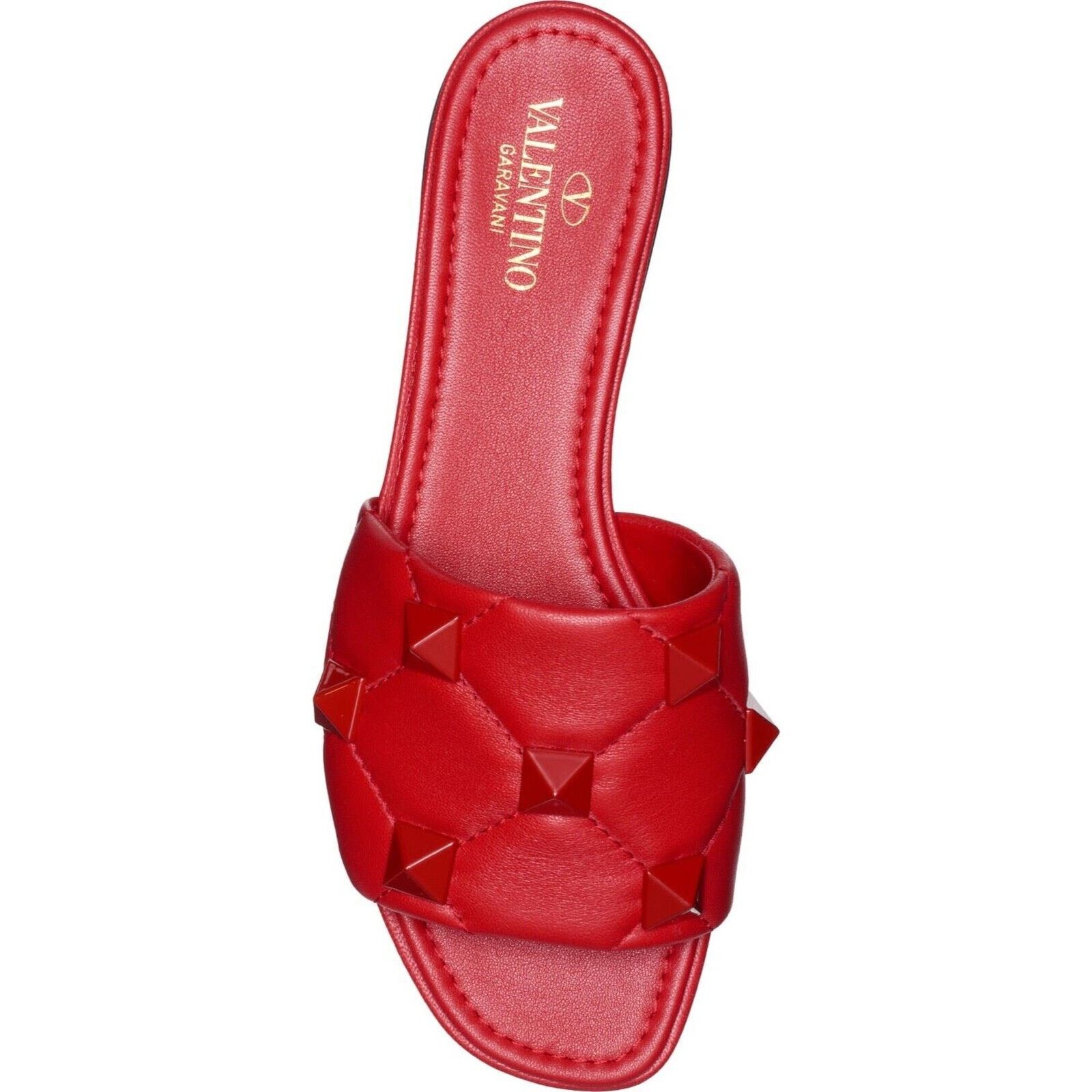 Valentino Valentino Rockstud Roman Stud Red Leather Slide Slip On Size US 7 / IT 37 - 6 Thumbnail