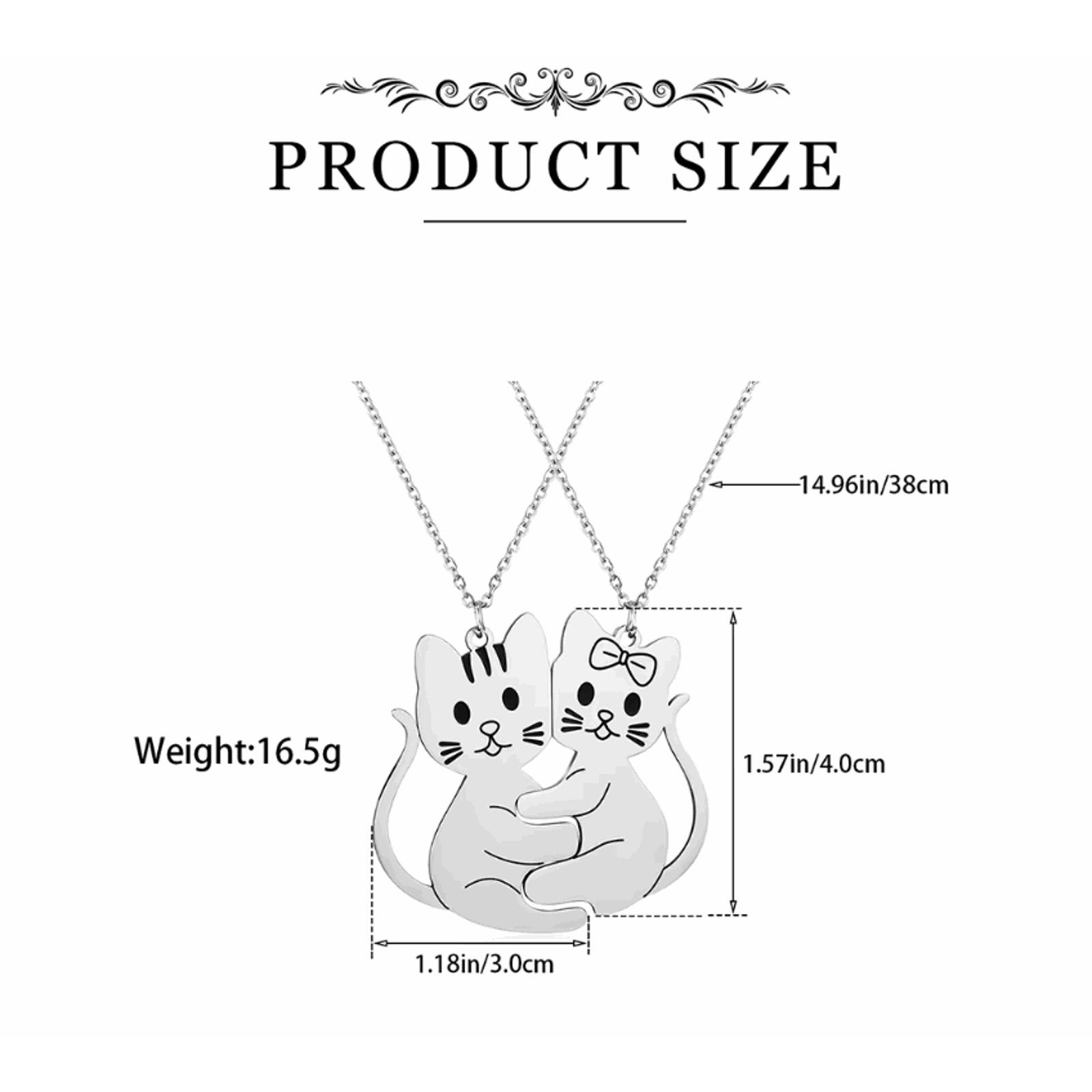 Other Matching Stainless Steel Cat Couple Necklaces | Set of 2 Size ONE SIZE - 2 Thumbnail