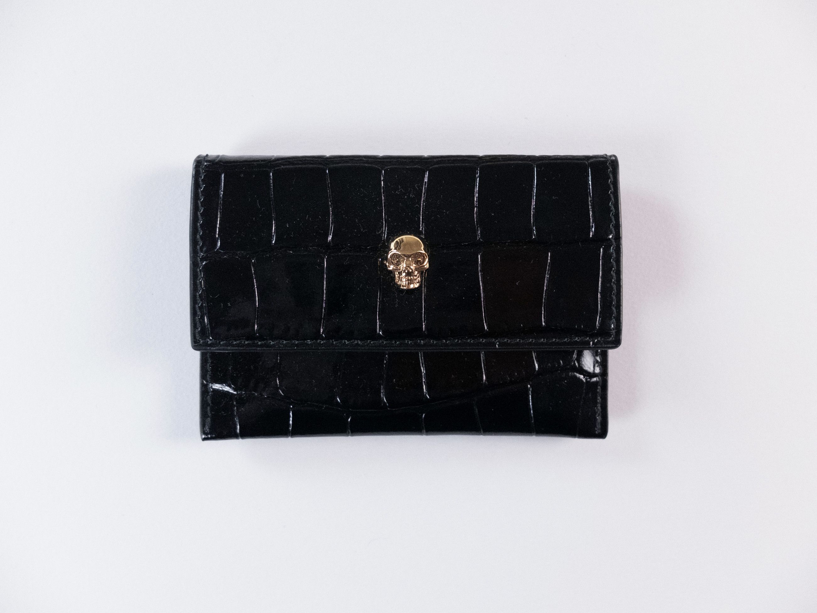 Alexander McQueen ALEXANDER MCQUEEN Skull black croc effect card holder q Size ONE SIZE - 1 Thumbnail