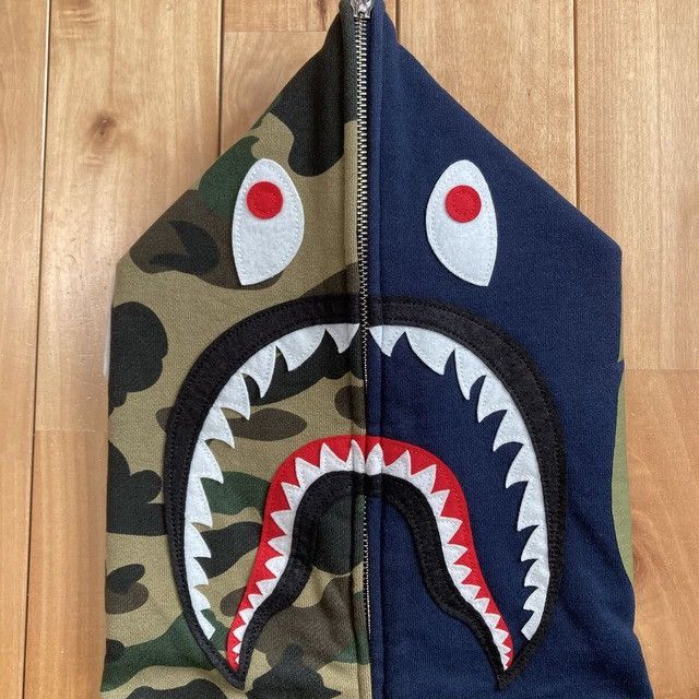Bape BAPE 1st Camo Green x Navy Shark Full Zip Hoodie APE NIGO Size US M / EU 48-50 / 2 - 3 Thumbnail
