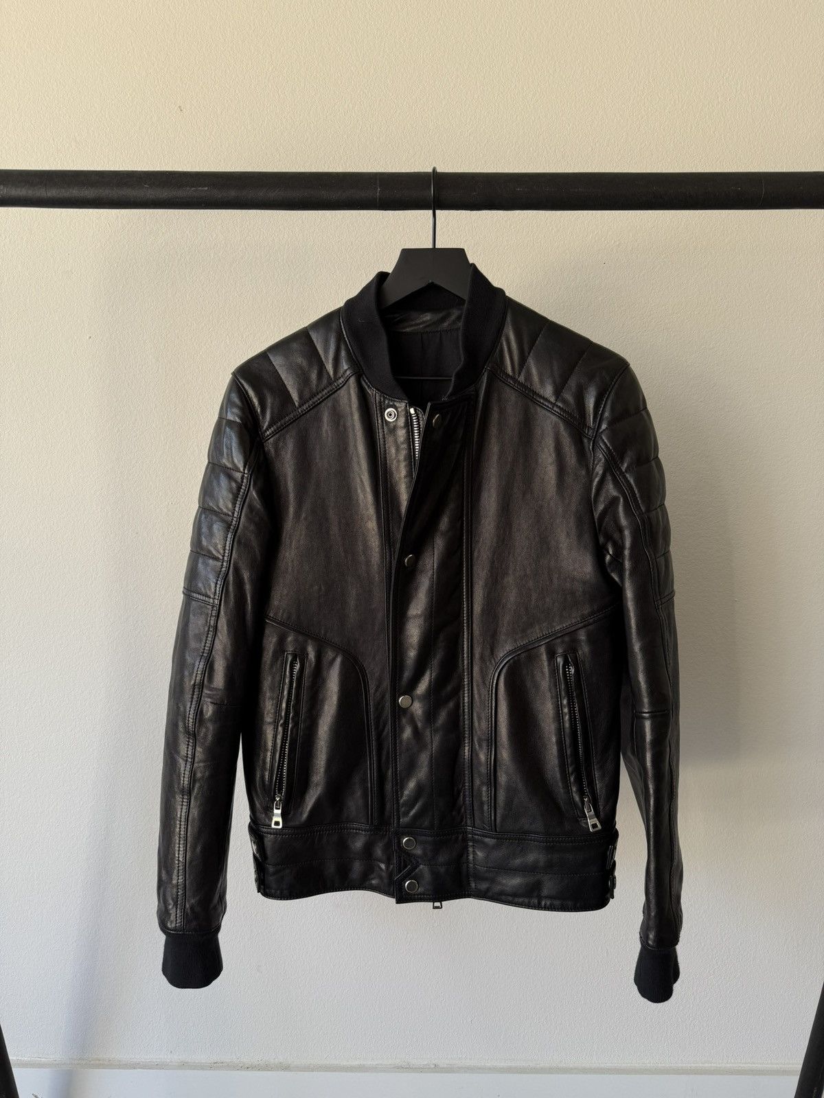 Balmain Balmain SS15 Lamb Leather Quilted Moto Jacket Size US M / EU 48-50 / 2 - 2 Thumbnail