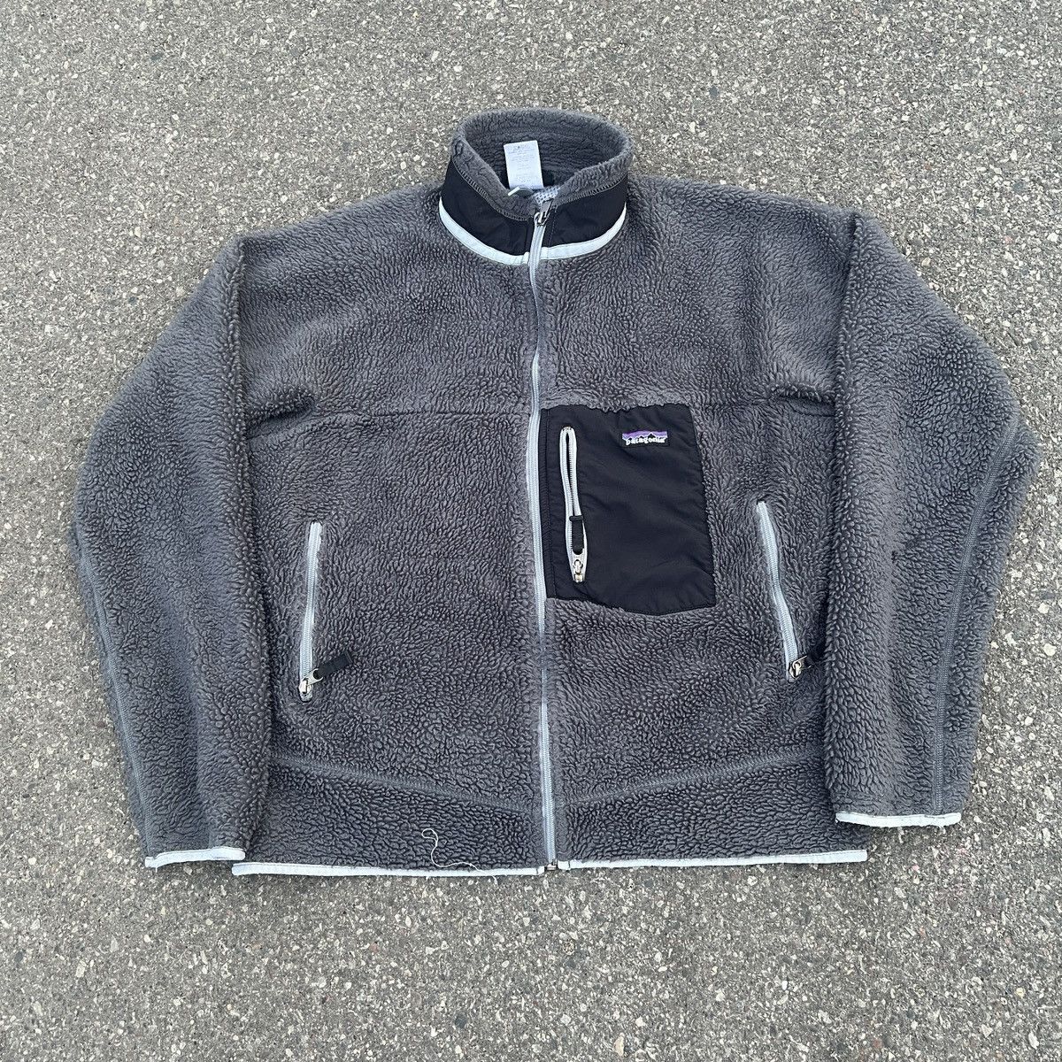 image of 1997 Patagonia Deep-Pile Fleece Zip Up in Grey, Men's (Size Medium)