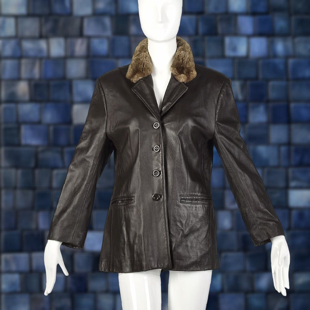 VTG S Leather Jacket Brown Sheared Soft Fur Collared Aviator Bohemian Boho Coat Leather Jacket VTG Brown S Men? Women?