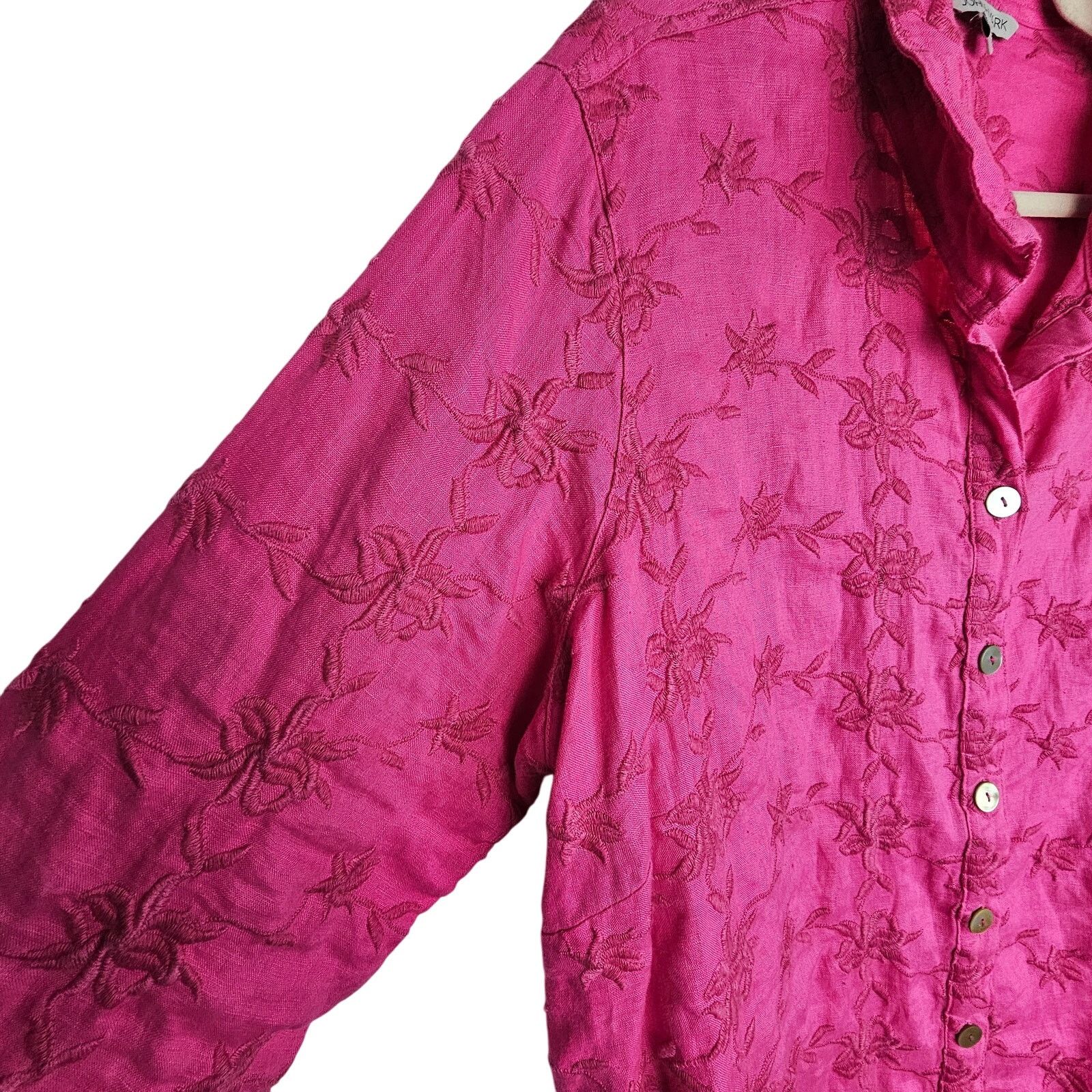 John Mayer John Mark Womens Happy Daz Floral Embroidered Linen Tunic Size XL / US 12-14 / IT 48-50 - 5 Thumbnail