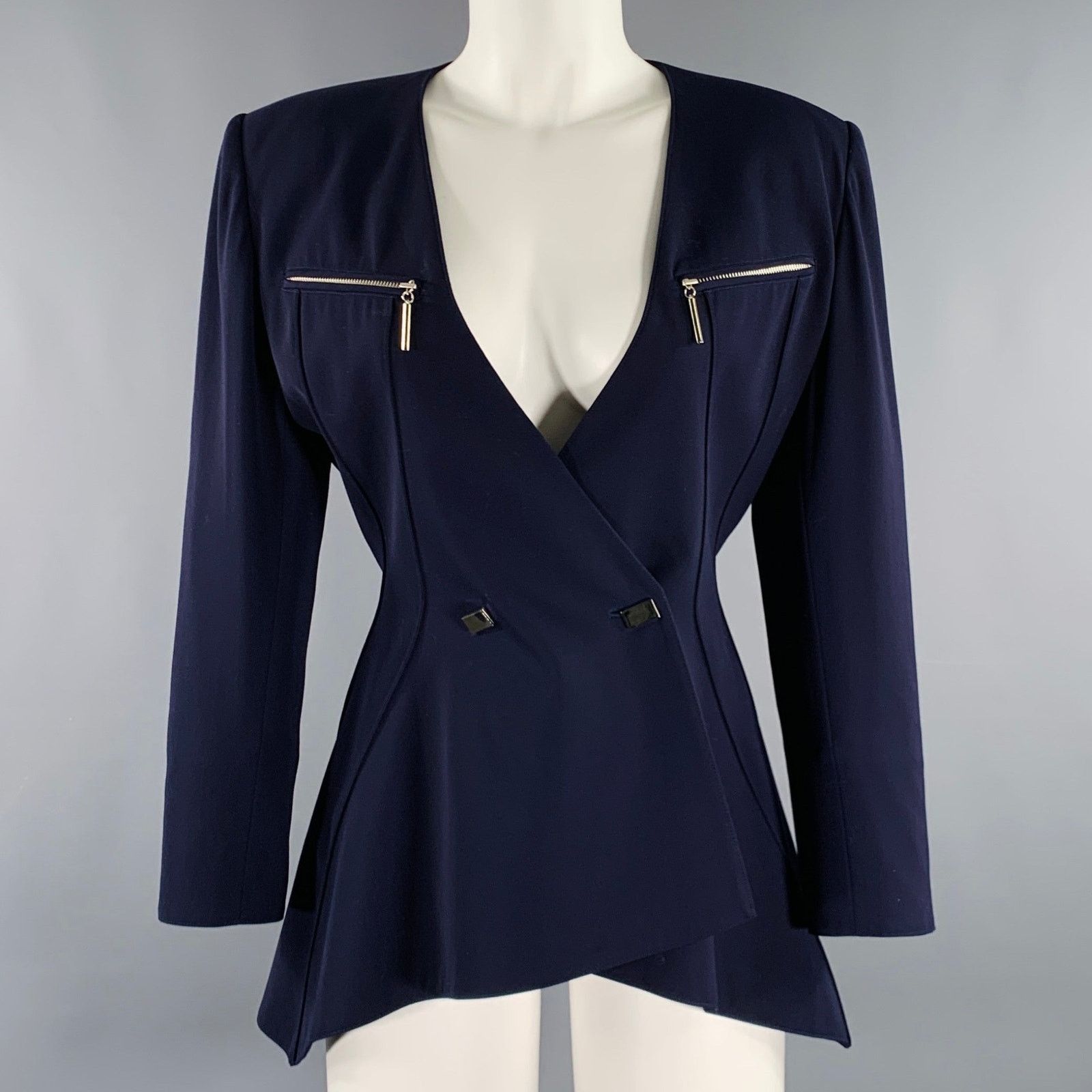 Claude Montana CLAUDE MONTANA Size S Purple Wool Shoulder Pads Jacket Size S / US 4 / IT 40 - 1 Thumbnail