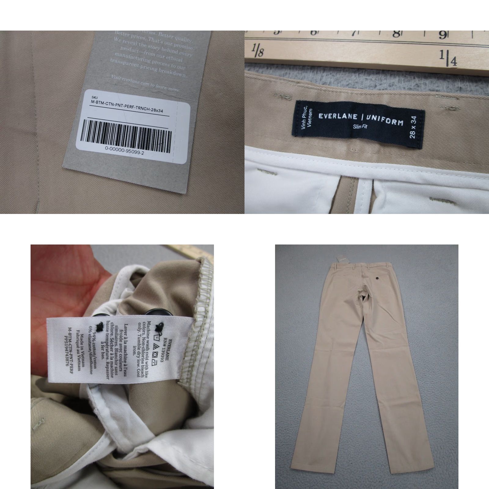 Everlane Everlane Uniform Chino Pants Mens 29x34 Beige Slim Fit School Academia Preppy Chino Pants Mens Beige Slim Fit 29x34 Size US 29 - 8 Thumbnail