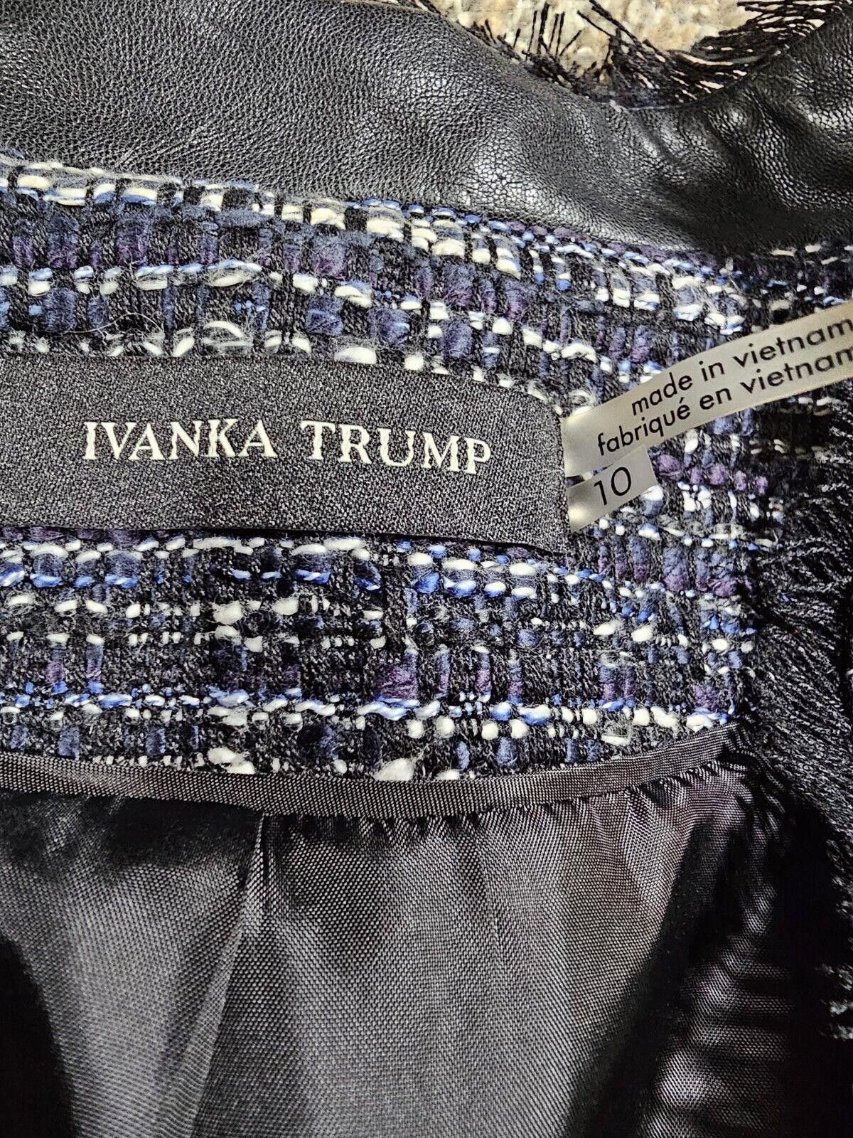 Designer Ivanka Trump Open Woven Tweed Blazer Jacket Raw Edge Hem 10 Size L / US 10 / IT 46 - 4 Thumbnail