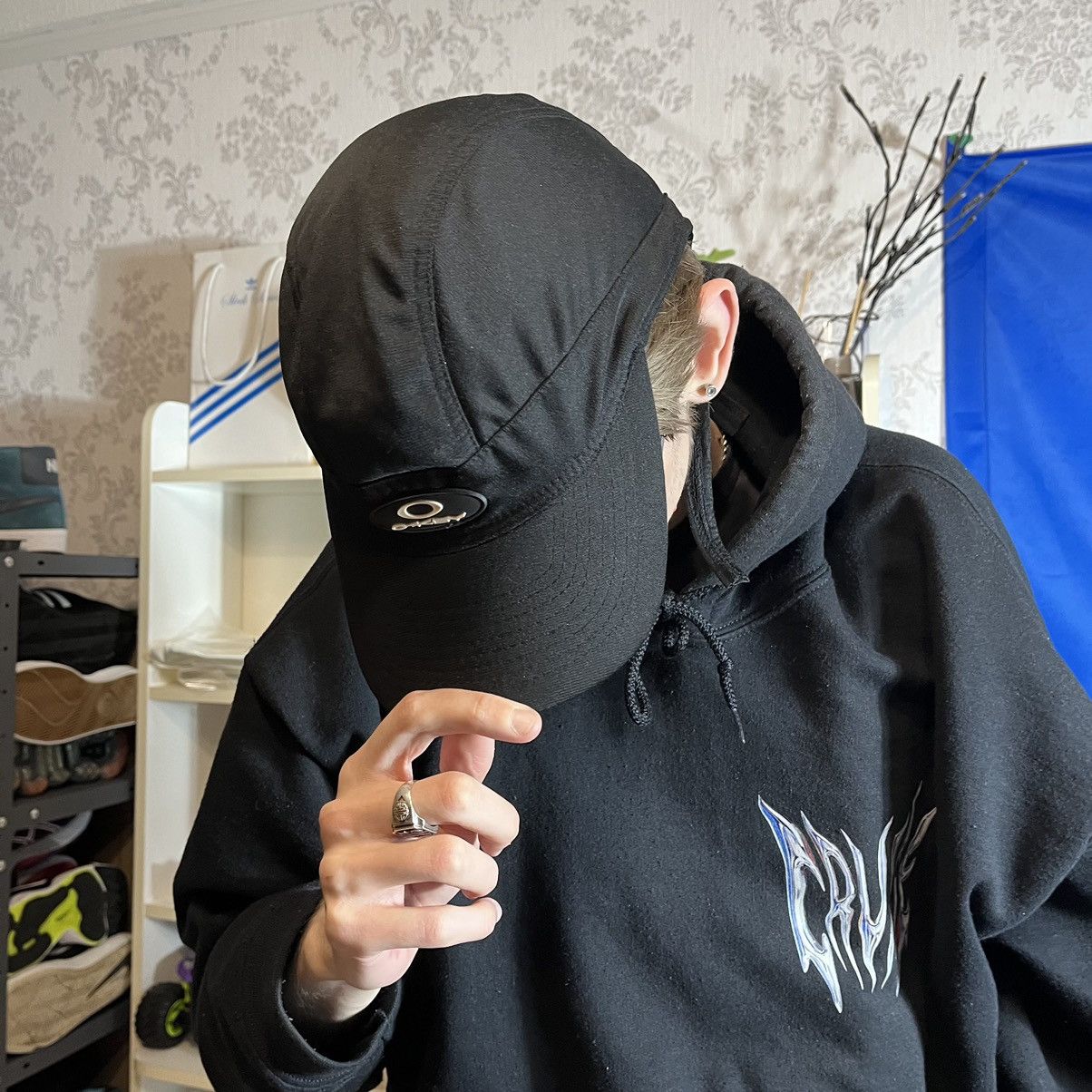 image of Made In USA x Oakley Vintage Archive Oakley Software 90's Durag Cap in Black, Men's