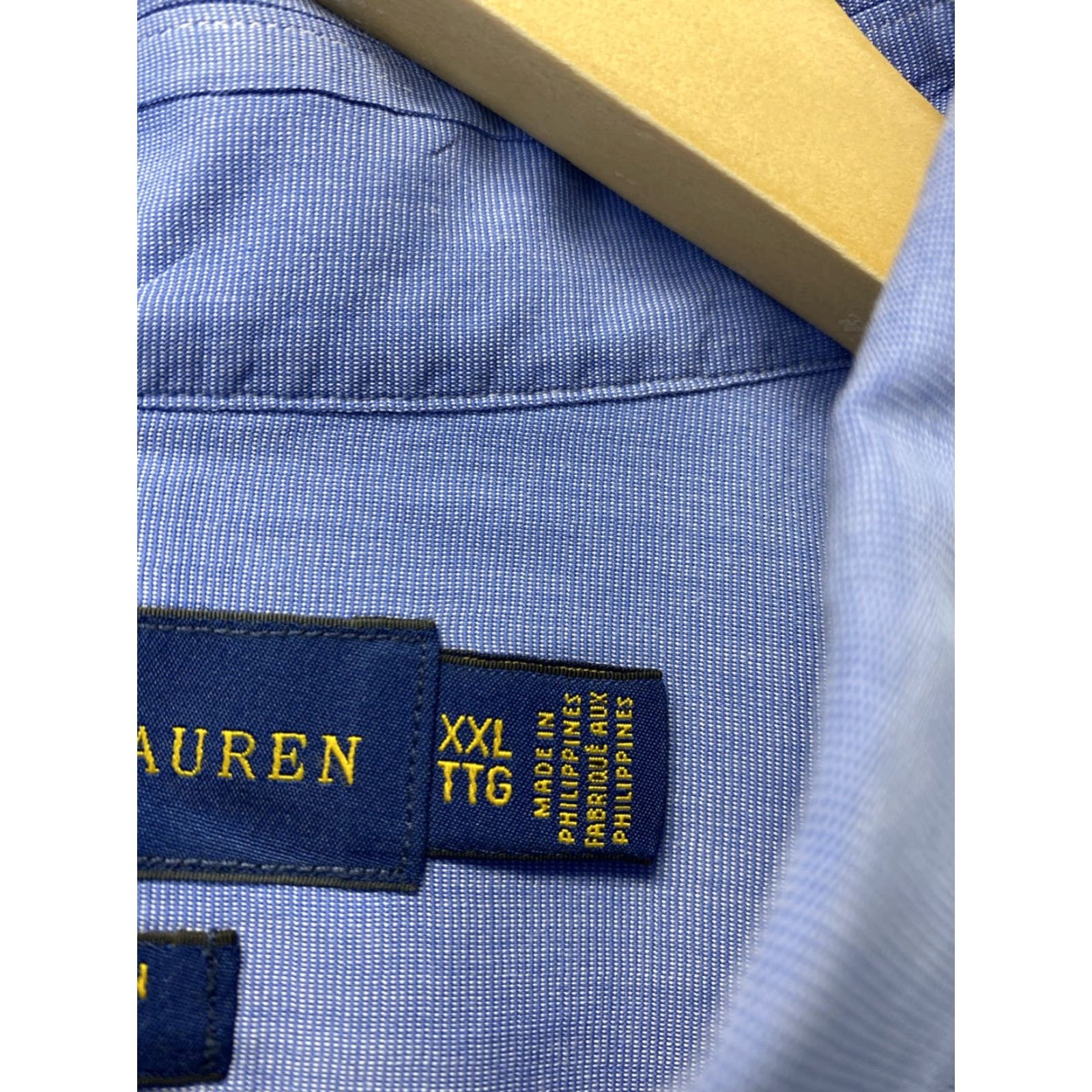 Ralph Lauren VINTAGE Ralph Lauren Cotton Men's XXL Check Long Sleeve Dress Shirt Blue Logo French Cuff 2XL Size US XXL / EU 58 / 5 - 4 Thumbnail