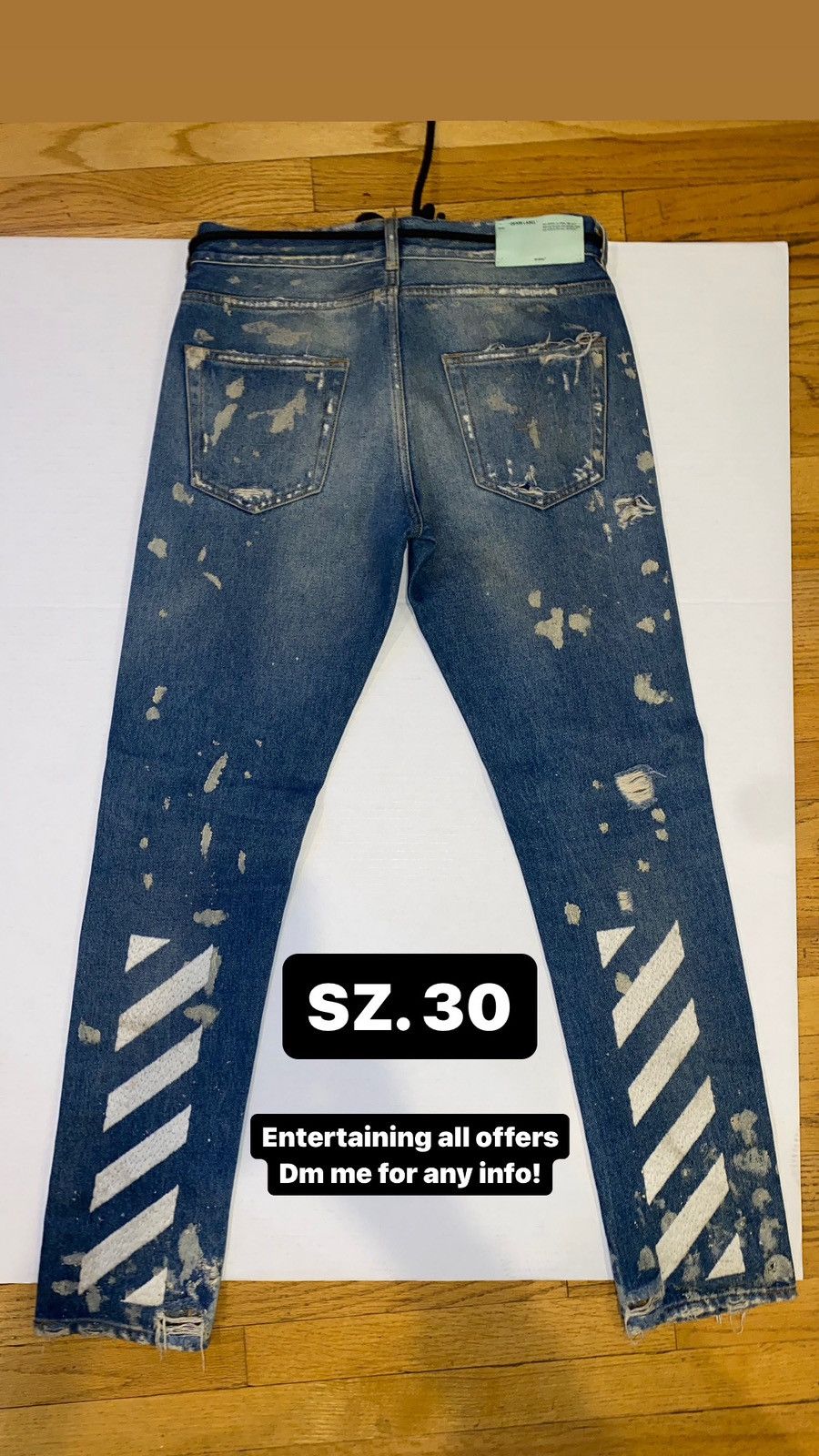 Off-White Off White blue Denim Early Collection s. 30 diagonal stripe Size US 30 / EU 46 - 3 Thumbnail