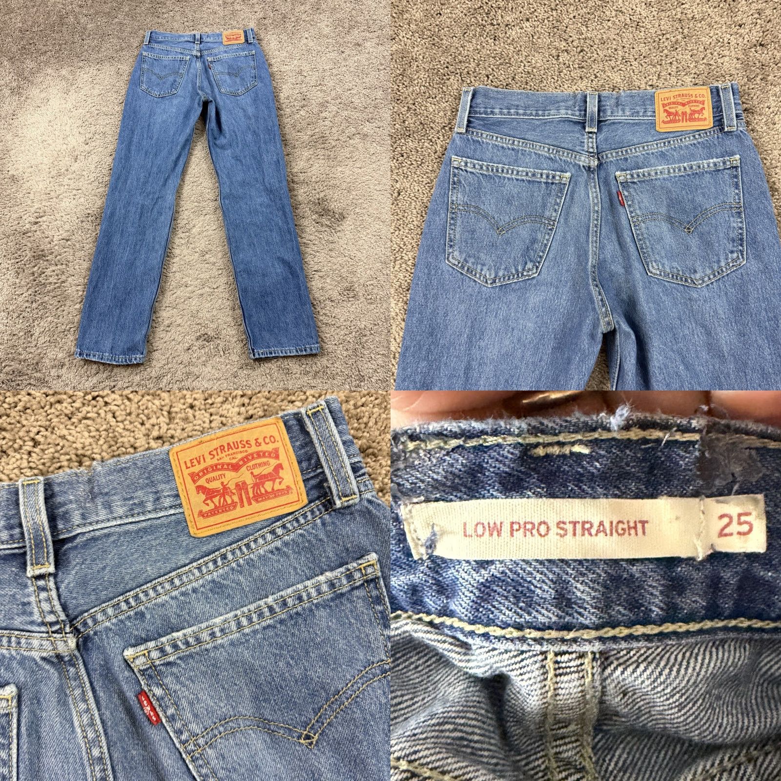 Levi's Levis Jeans Womens 25 Straight Low Pro Medium Wash Cotton Distressed Denim 26x29 Size 26" / US 2 / IT 38 - 8 Thumbnail