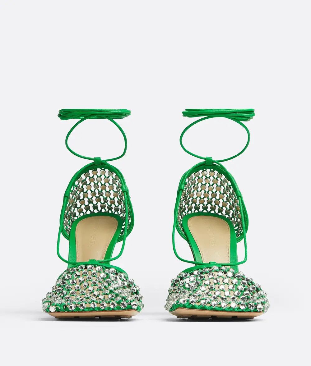 Bottega Veneta o1n1vont1225 Sparkle Stretch Sandals in Parakeet/Crystal Size US 5.5 / IT 35.5 - 2 Thumbnail