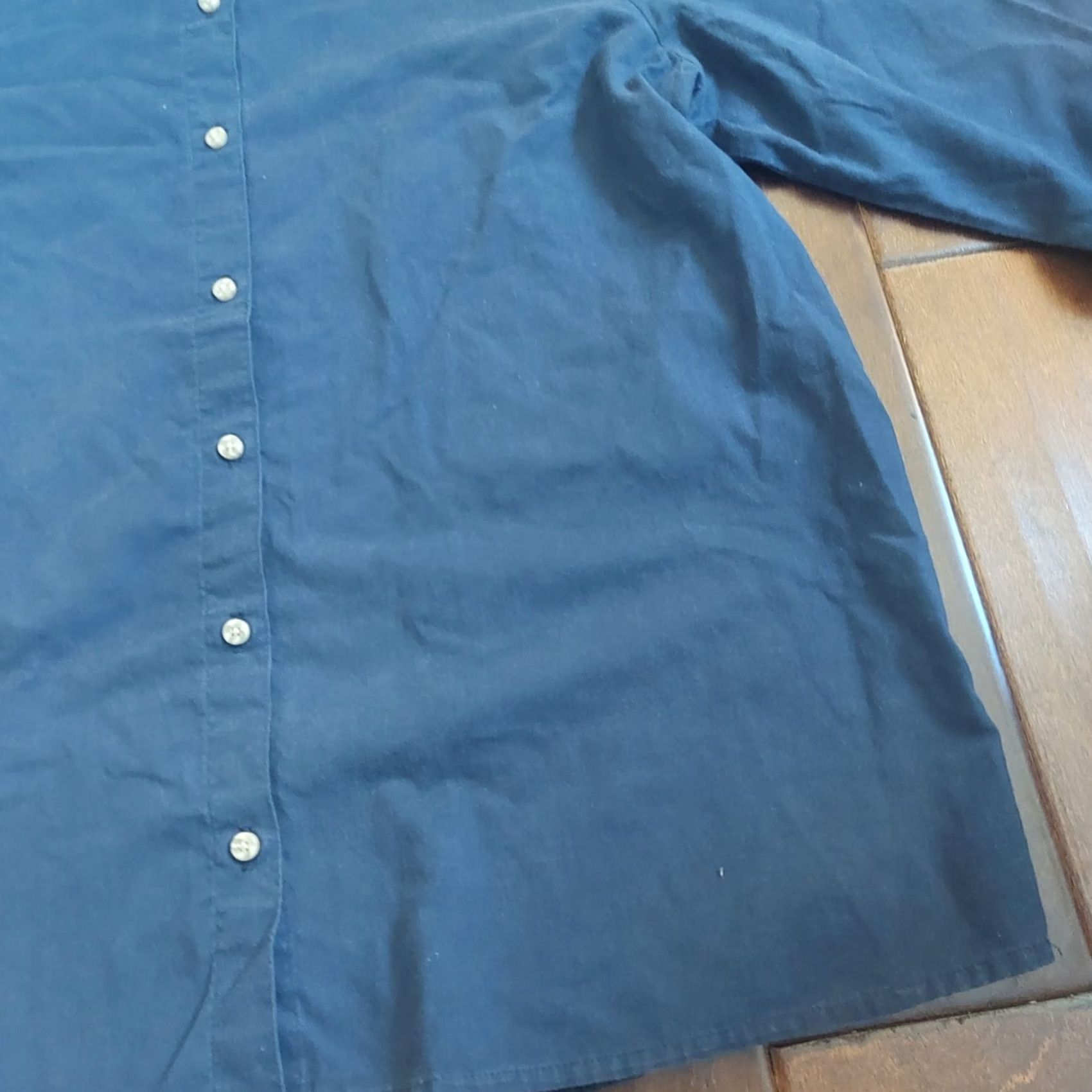 Vintage Chic Classic Collection Women's Blue Long Sleeve Button-Up Dress Shirt L Blue Solid Cotton-Polyester B720 Size L / US 10 / IT 46 - 4 Thumbnail