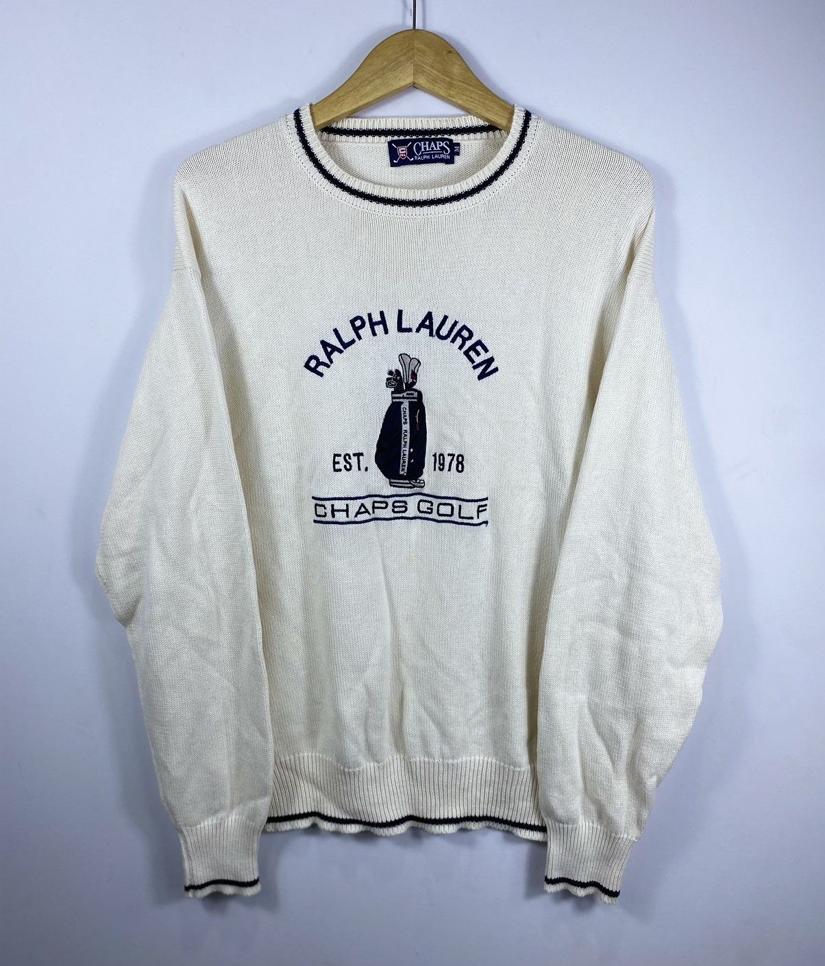 image of Archival Clothing x Polo Ralph Lauren “” Vintage Polo Ralph Laurent Chaps Knitwear in White (Size M