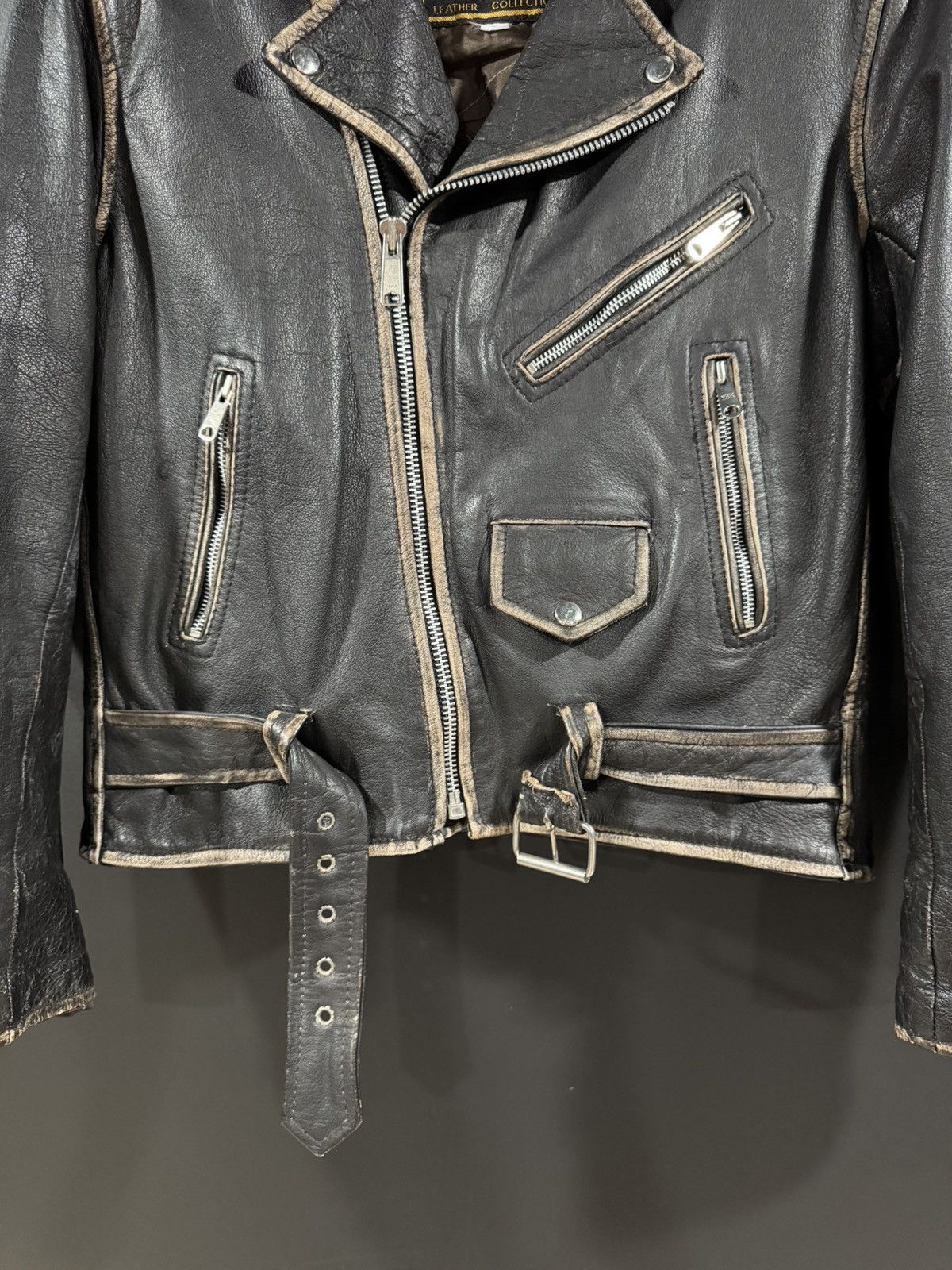 Vintage 1990s Vintage UNIK Distressed Leather Motorcycle Jacket 42 Size US XS / EU 42 / 0 - 4 Thumbnail