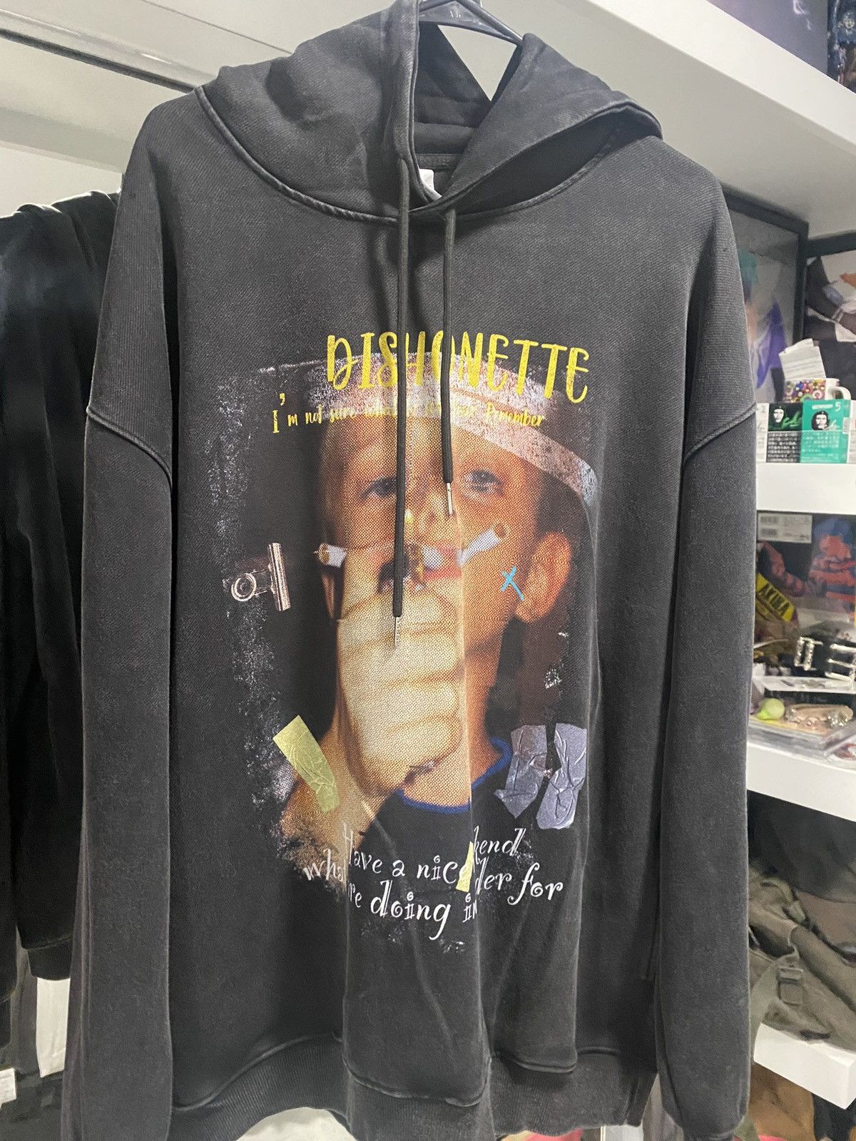 Japanese Brand Kid 🚬 faded black Hoodie Size US XL / EU 56 / 4 - 1 Thumbnail