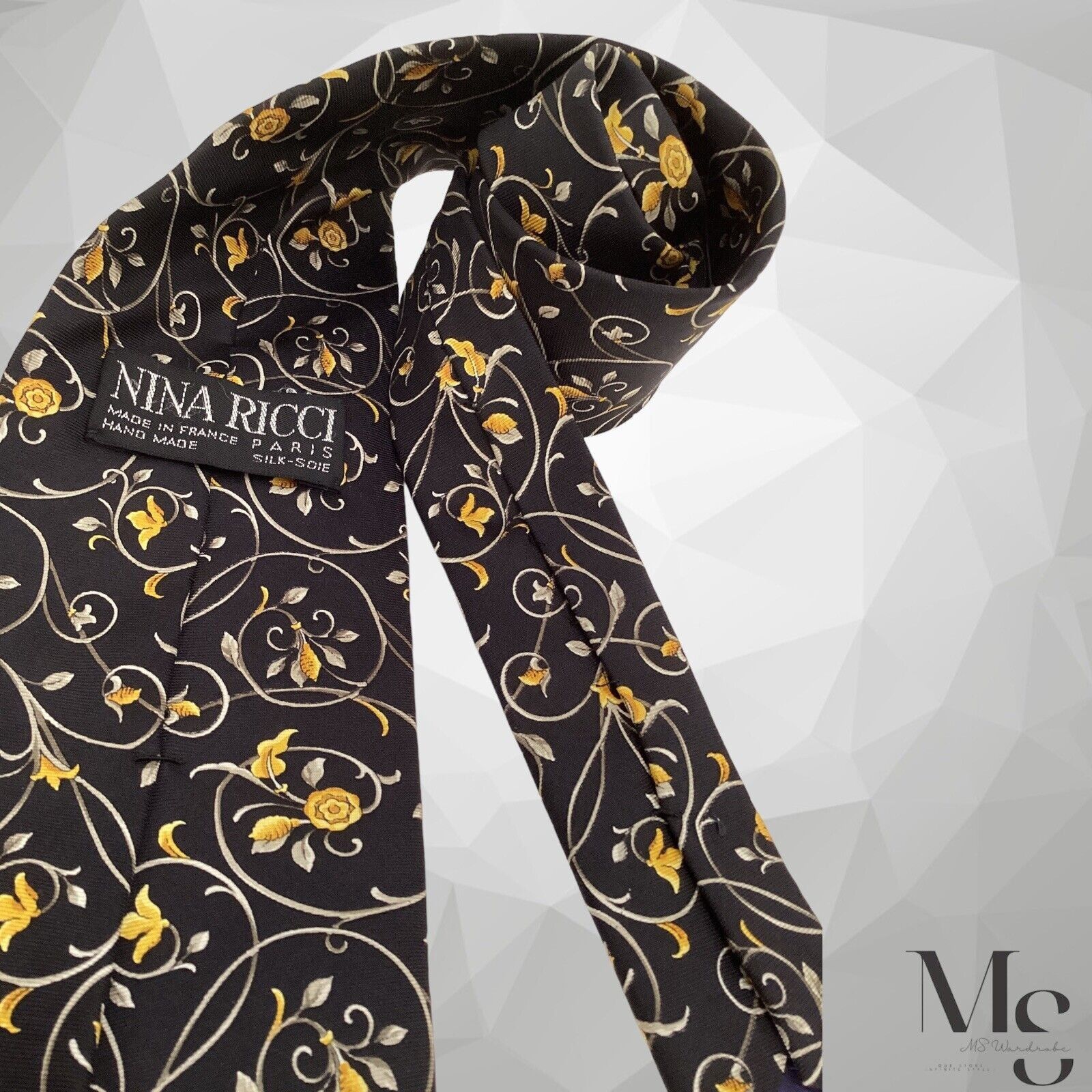 Other NINA RICCI Black Baroque Silk Tie Hand Made In France W: 4" Size ONE SIZE - 4 Thumbnail