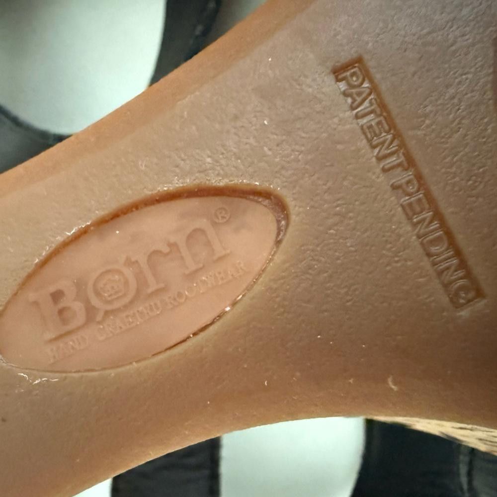 Born BORN Hyuro Cork Wedge Sandals Black Leather Size 11 Size US 11 / IT 41 - 10 Thumbnail
