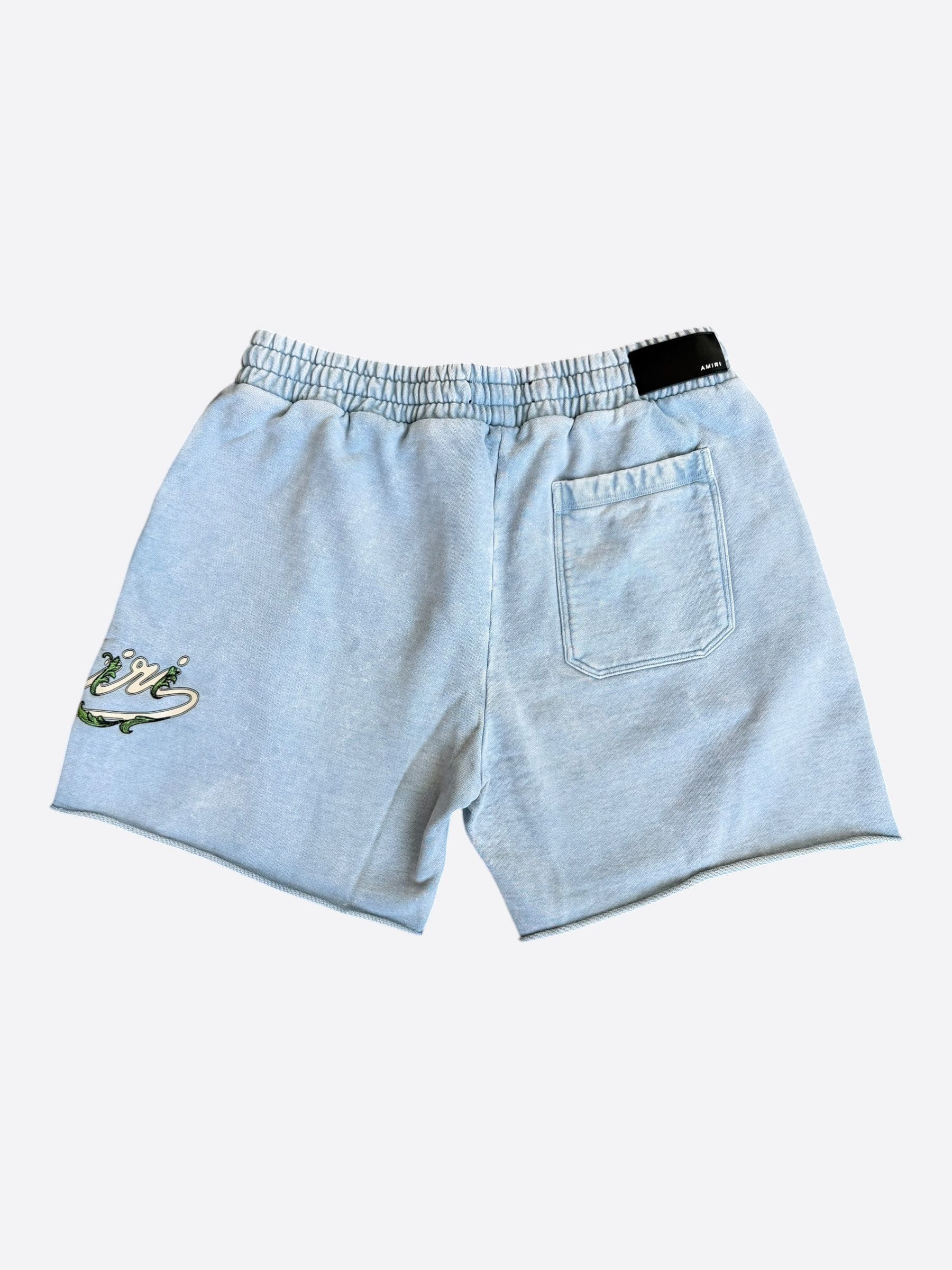 Amiri Amiri Faded Blue & White Filigree Logo Shorts Size US 40 / EU 56 - 2 Thumbnail