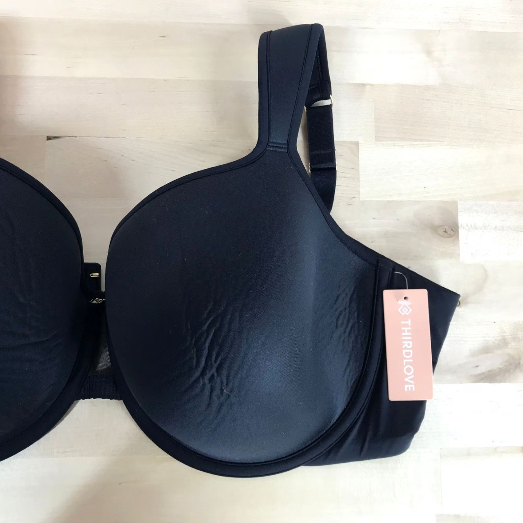Vintage ThirdLove Black 24/7 Perfect Coverage Bra 44DD Underwire Memory Foam New Size ONE SIZE - 3 Thumbnail