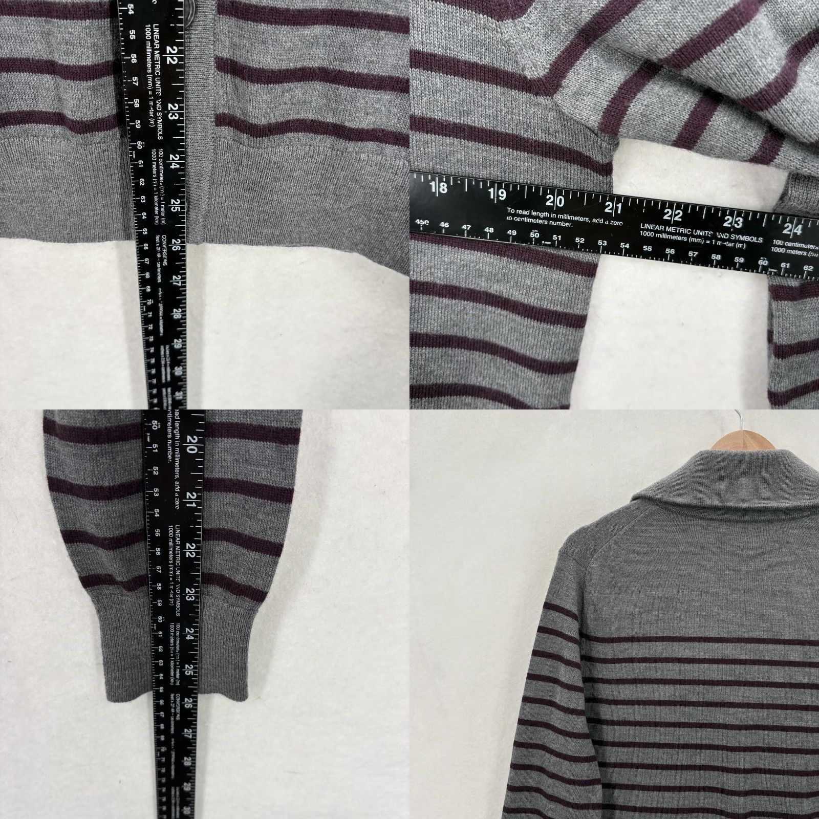 Banana Republic Banana Republic Cardigan Sweater Mens Medium Merino Wool Striped Shawl Collar Gray Mens Cardigan Size US M / EU 48-50 / 2 - 8 Thumbnail