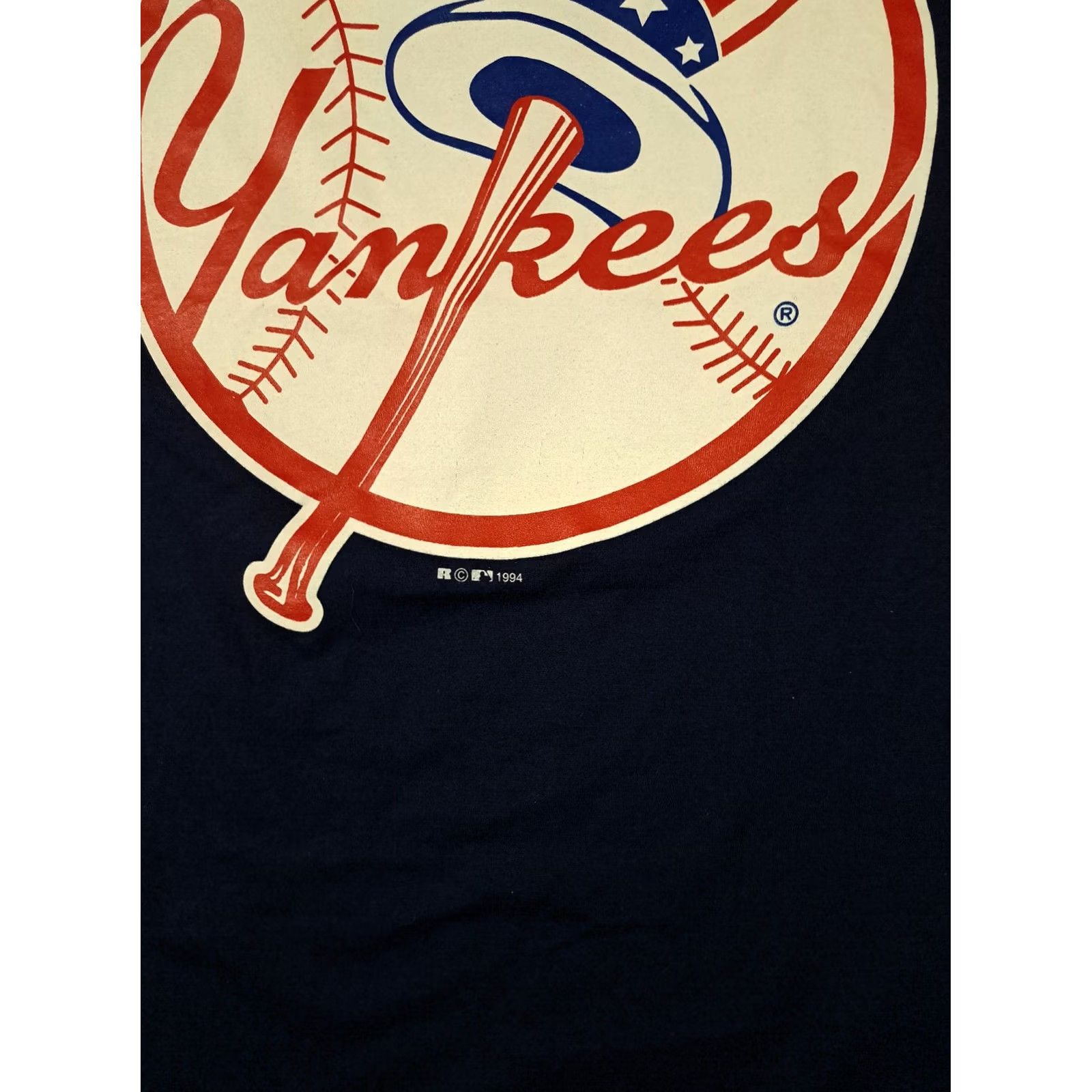 Vintage VINTAGE Yankees T-Shirt Russell USA Made 1994 Single Stitch Blue L Adult Men Boys? Unclear Size US L / EU 52-54 / 3 - 4 Thumbnail