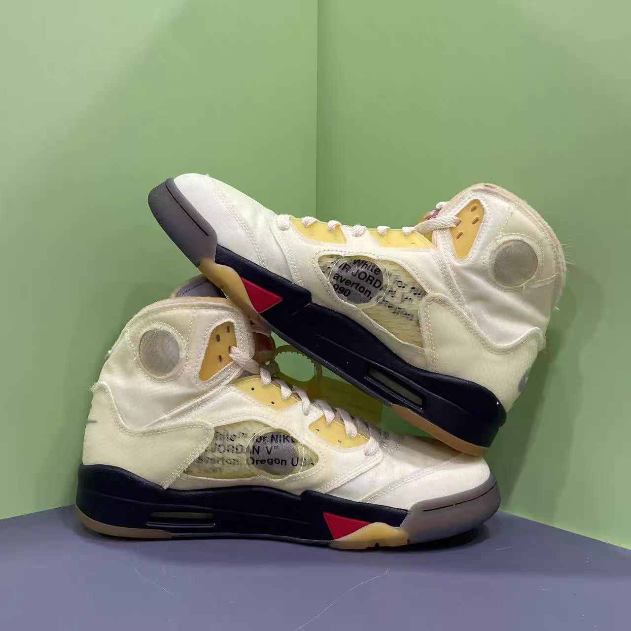 Jordan Brand Off-White x Air Jordan 5 White Muslin Basketball Shoes K15 Size US 10 / EU 43 - 5 Thumbnail