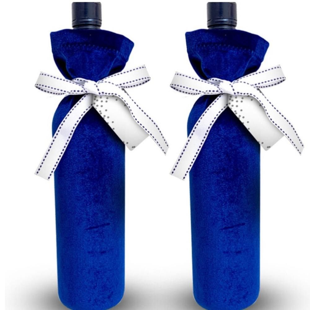 Designer NWT Blue Velvet Fabric Bottle Gift Wrappers Size ONE SIZE - 7 Thumbnail