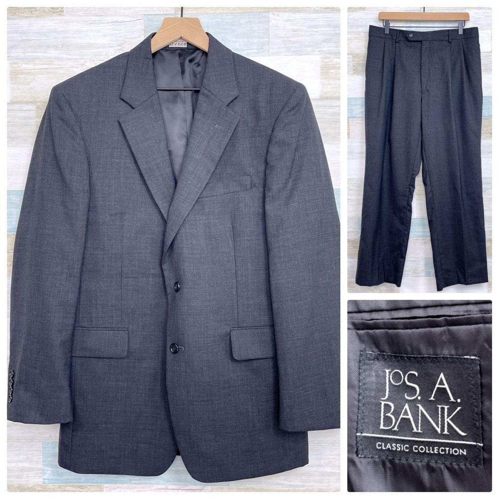 Jos. A. Bank Jos A Bank Wool 2 Piece Suit Dark Gray Two Button 40R 34x29 Size 40R - 1 Thumbnail