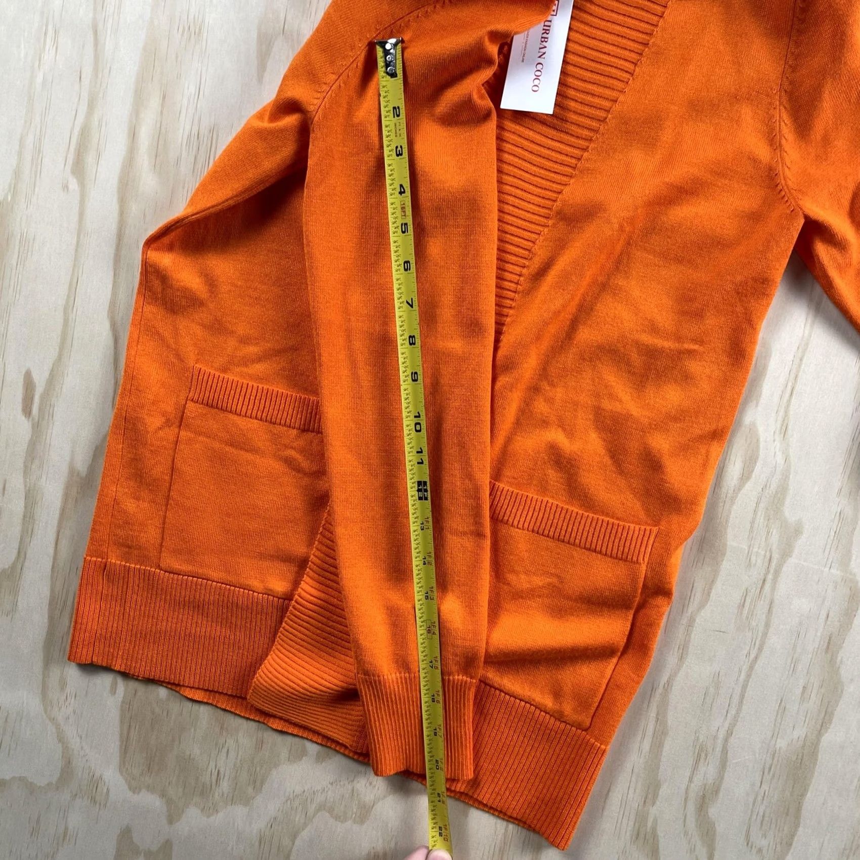 Vintage URBAN COCO Cardigan Sweater Womens Small Orange Open Front Pockets Long Sleeve V-Neck Knit Size S / US 4 / IT 40 - 5 Thumbnail