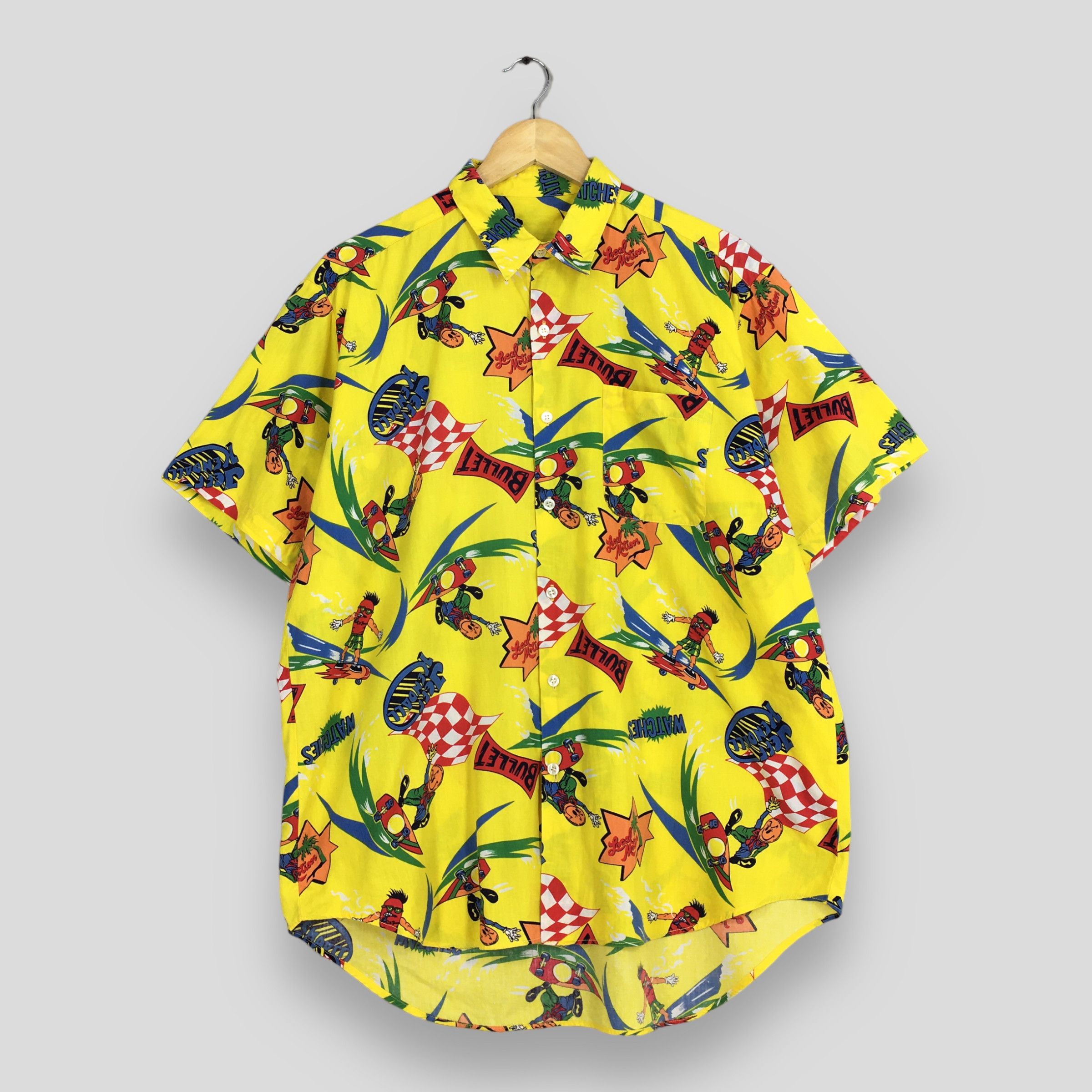 Santa Cruz Skateboards Vintage 80's Jeff Kendall Bullet Skateboarding Aloha Shirt Size US XL / EU 56 / 4 - 1 Thumbnail