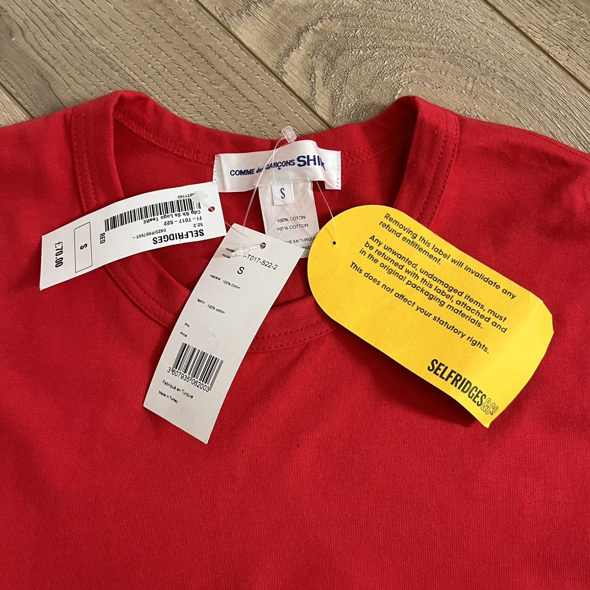 Comme des Garcons SHIRT Comme des Garçons Shirt Oversized Red T Shirt Size US S / EU 44-46 / 1 - 5 Thumbnail