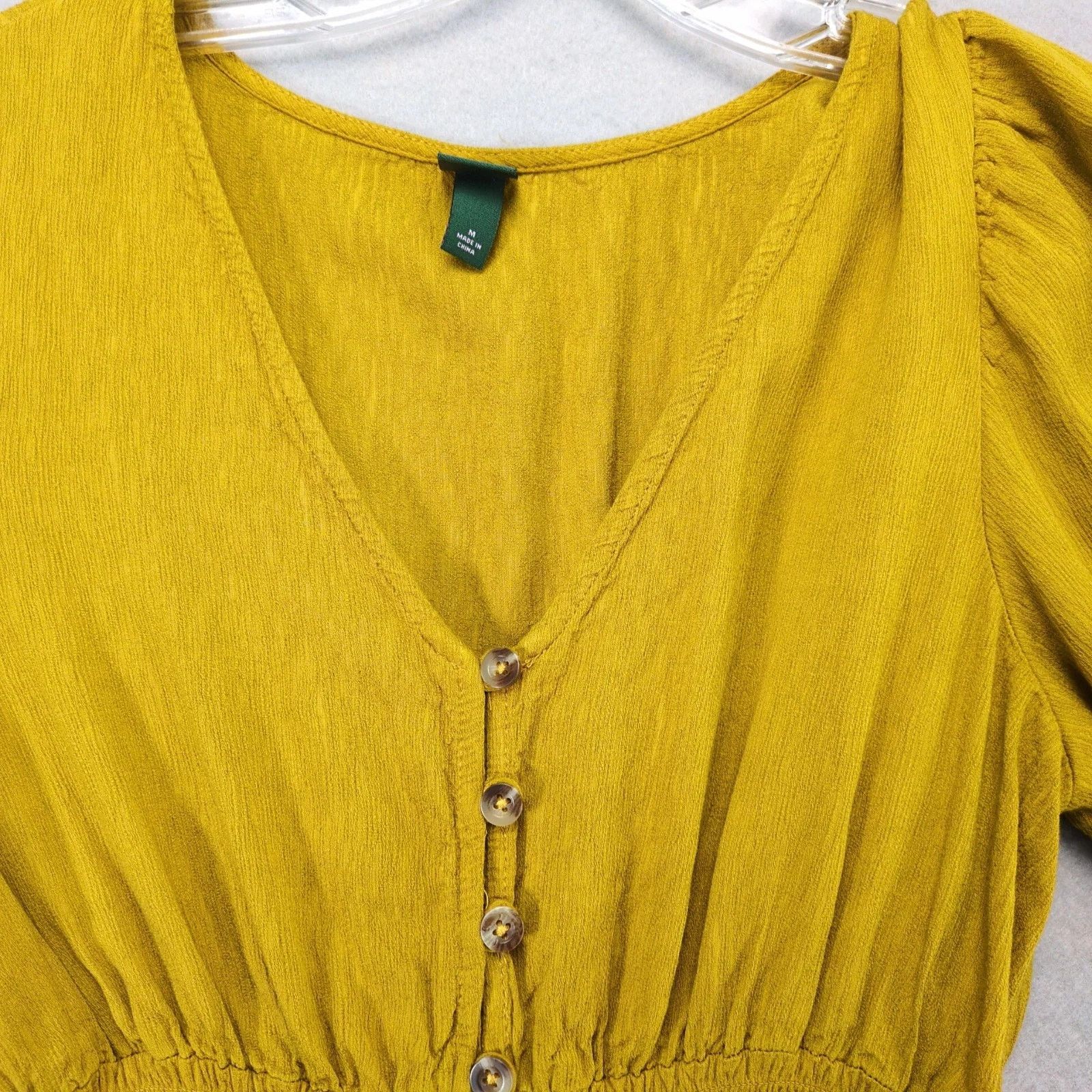 Other Wild Fable Puff Sleeve Jumpsuit Women's M Gold Smocked Waist Size 30" / US 8 / IT 44 - 10 Thumbnail
