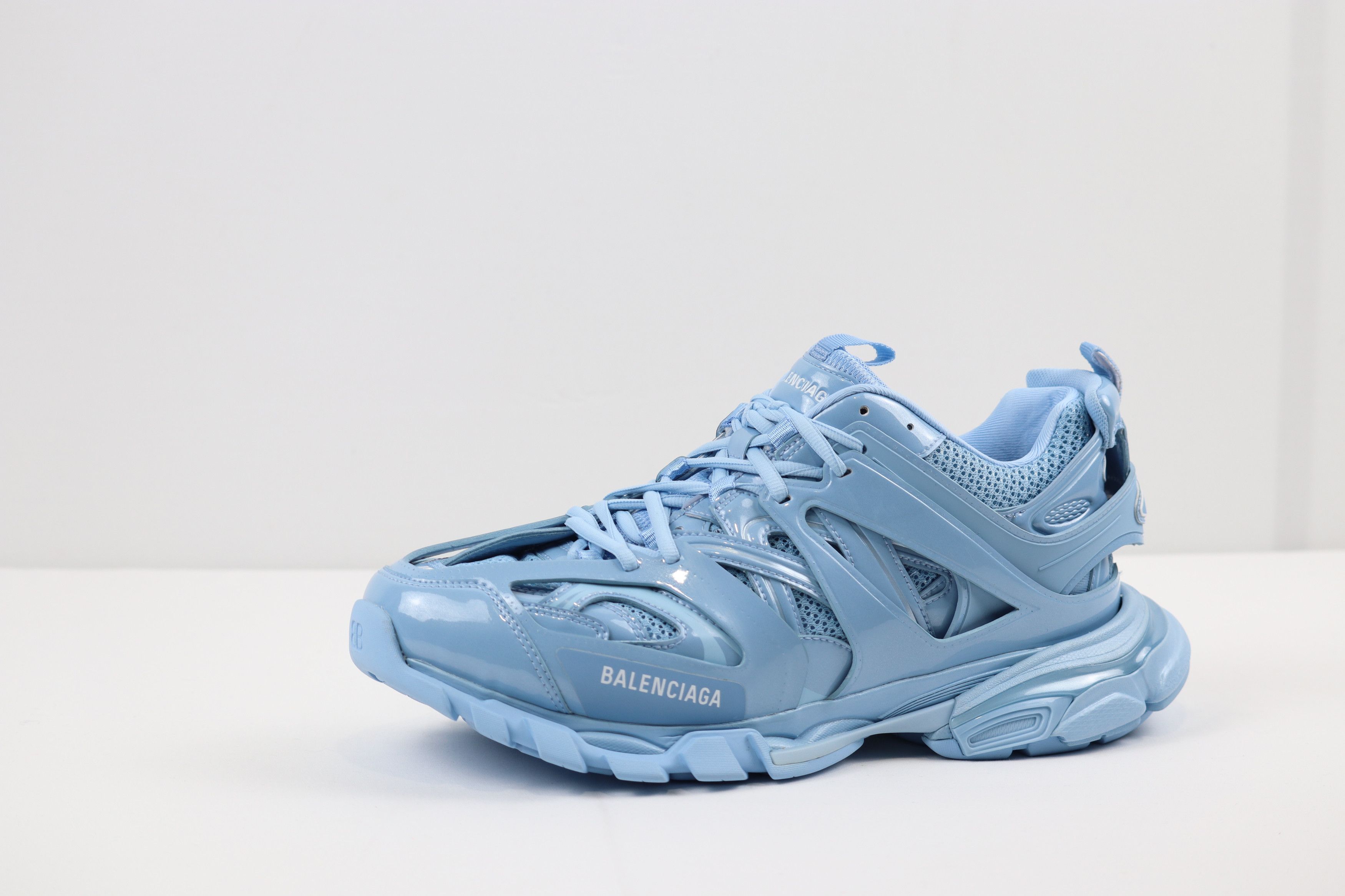 Balenciaga o1rshd10124 Metal Mesh Rubber Track Sneaker in Light Blue Size US 12 / EU 45 - 2 Thumbnail